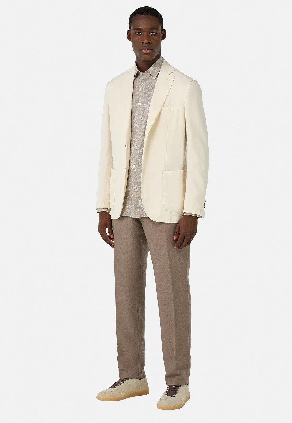 Cream Linen And Cotton Jacket, , large image number 0