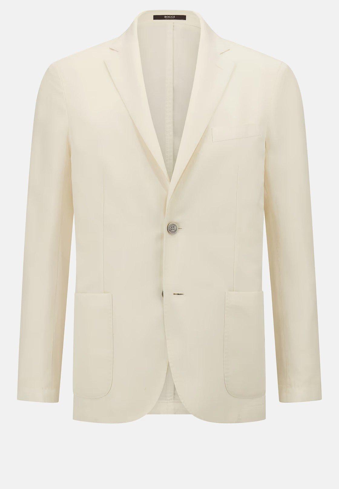 Cream Linen And Cotton Jacket, , large image number 3
