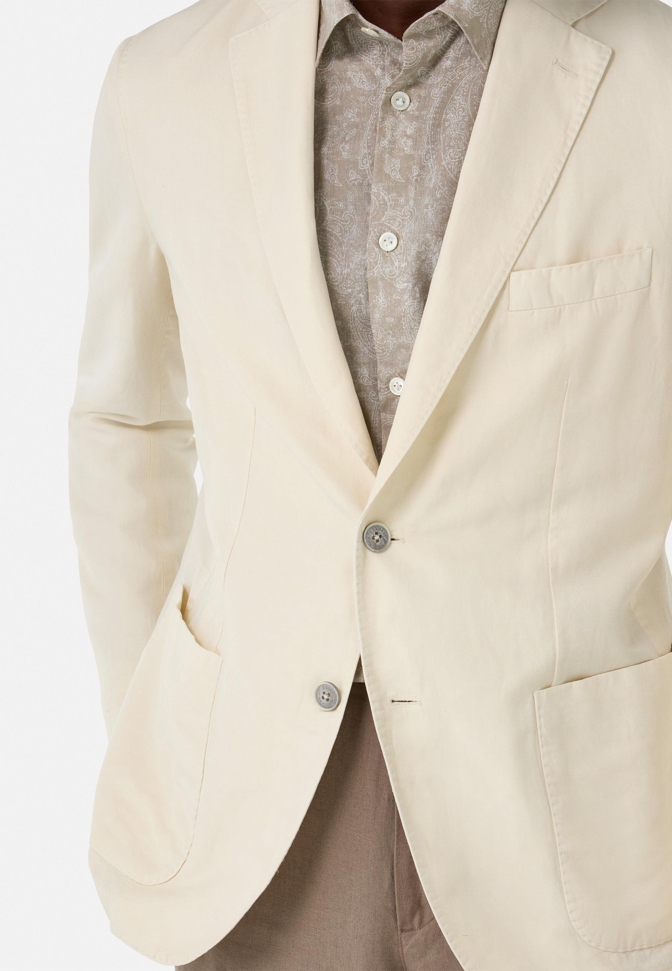 Linen And Cotton Jacket Cream, Cream, large image number 5