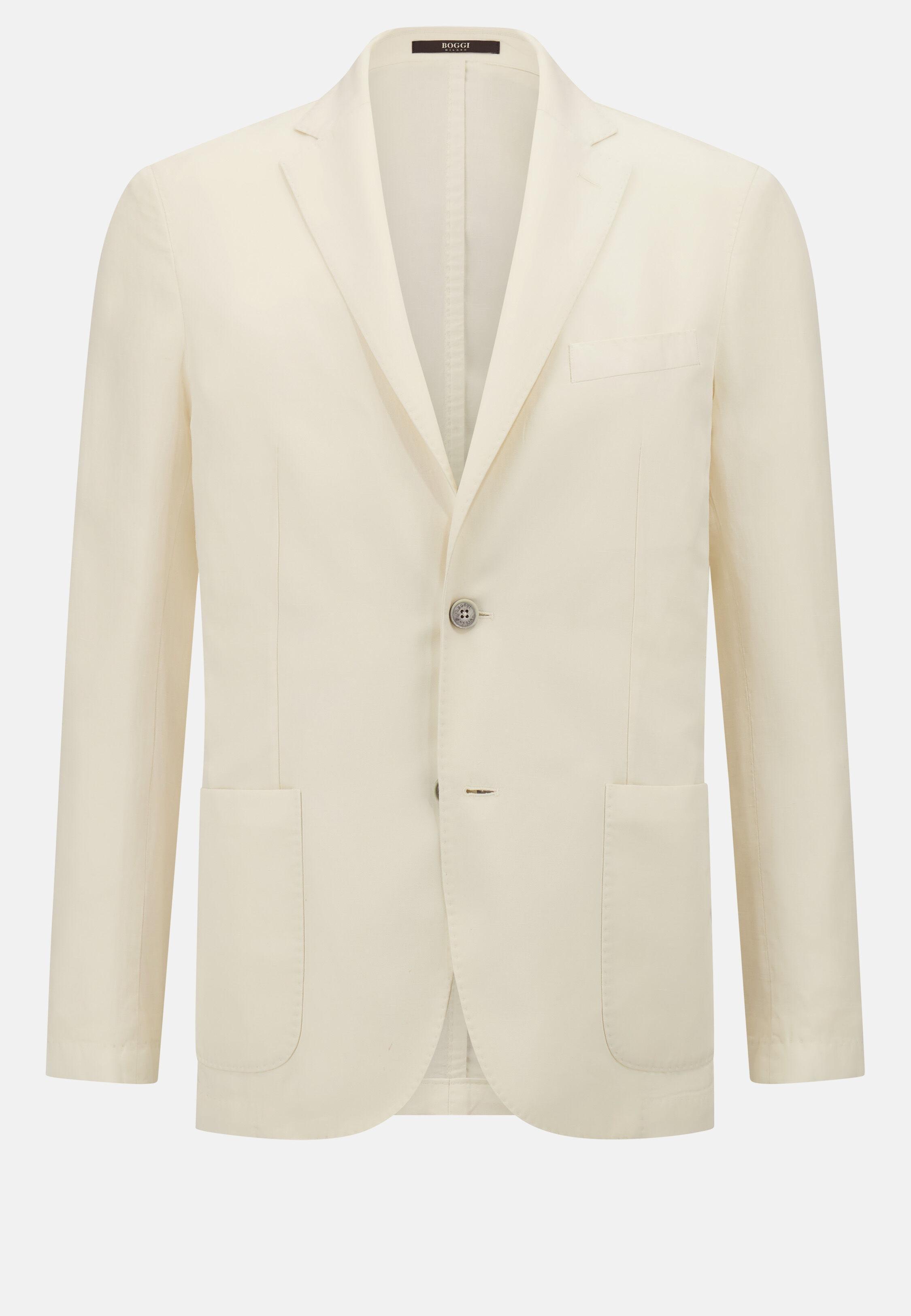Linen And Cotton Jacket Cream, Cream, large image number 7