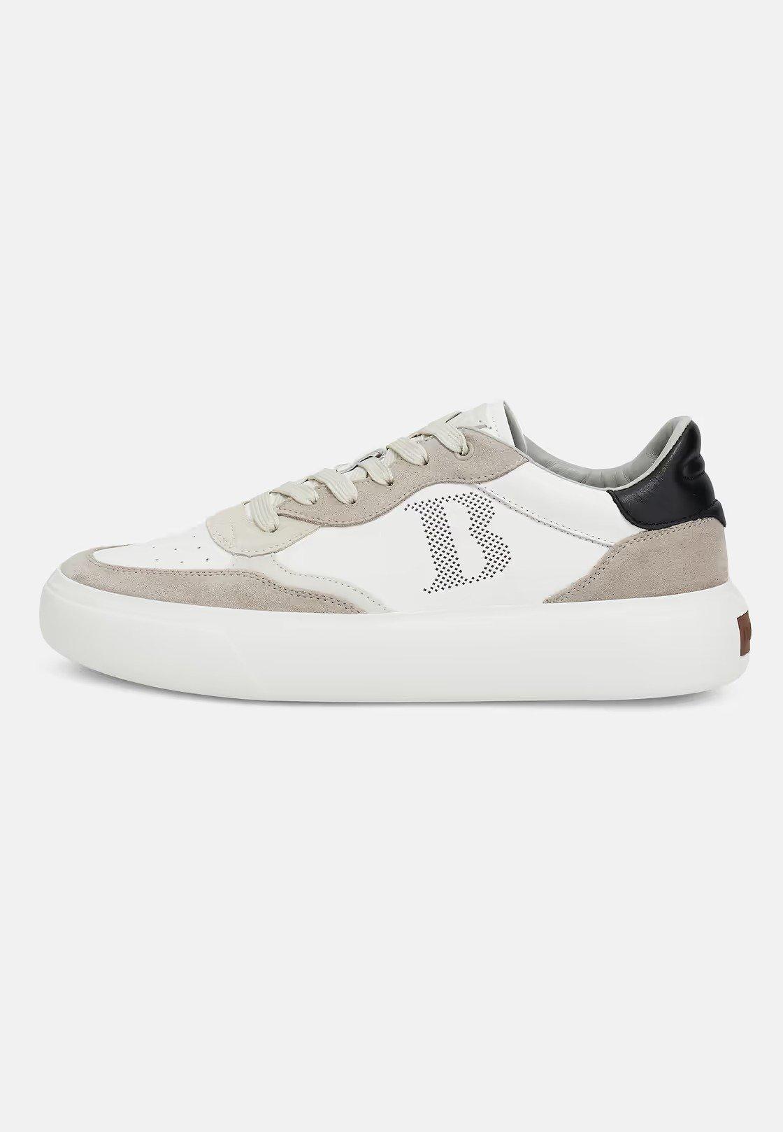 Leather Trainers With Macro Logo Beige, Taupe, medium