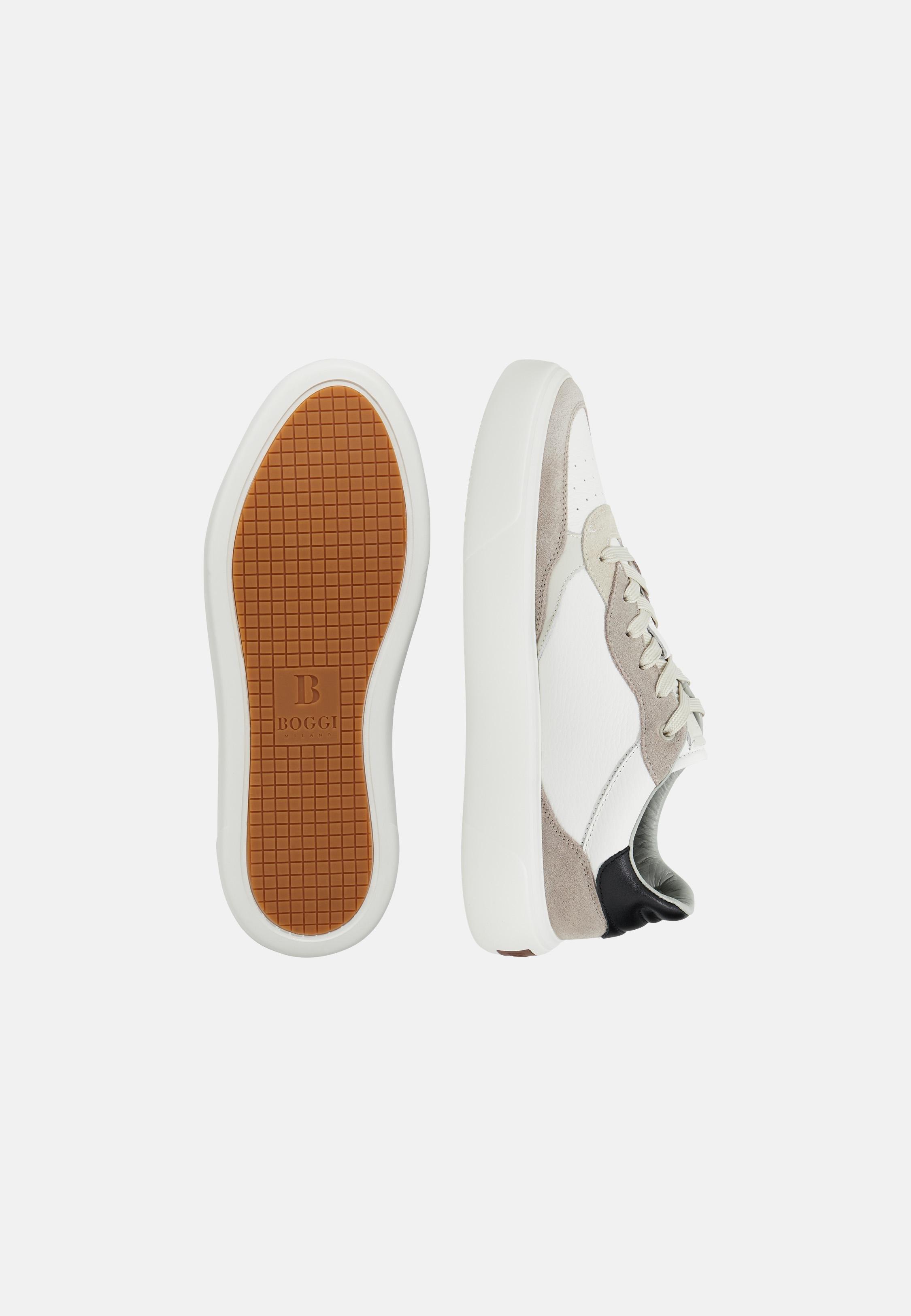 Leather Trainers With Macro Logo Beige, Taupe, large image number 4