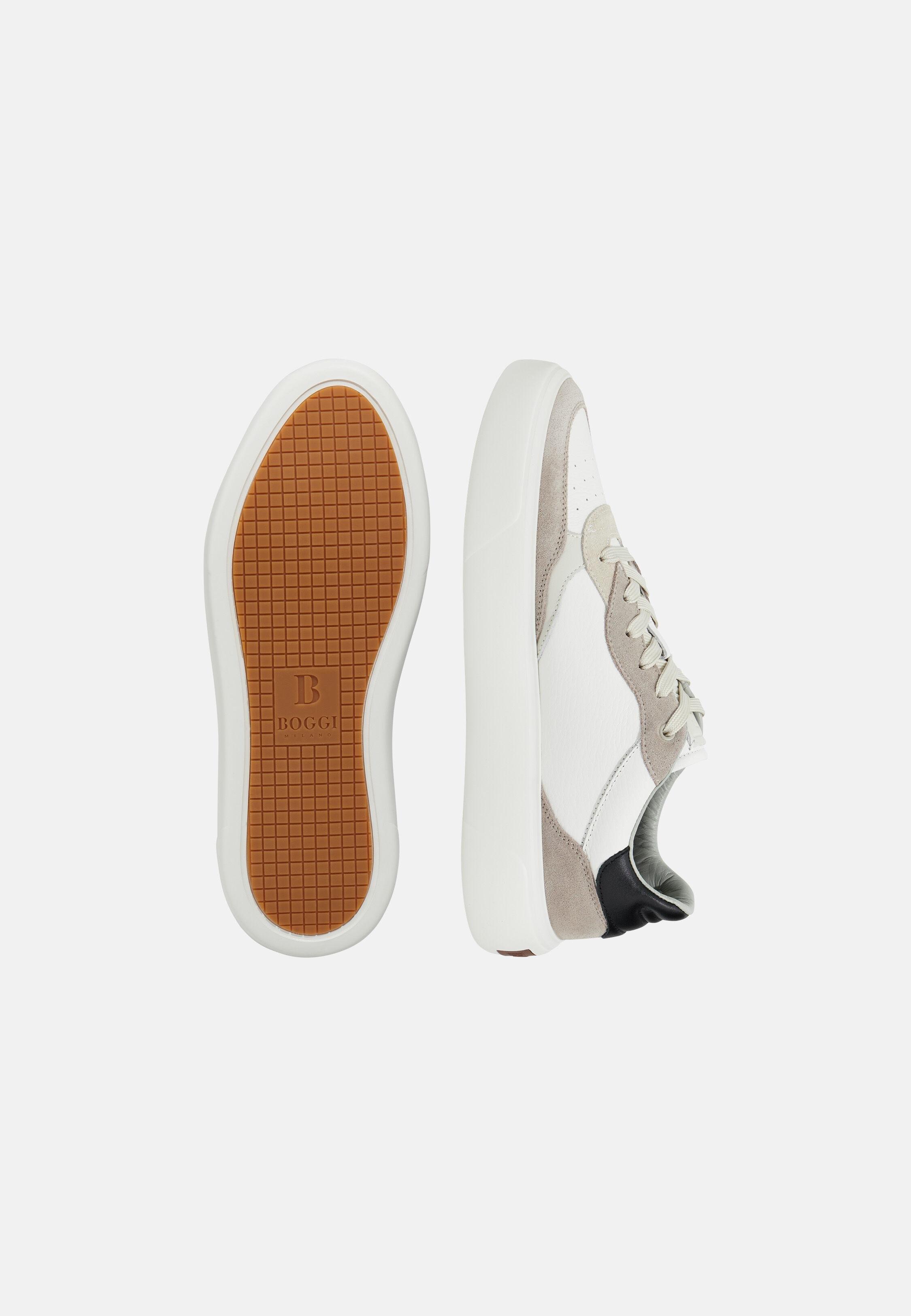 Leather Trainers with Macro Logo, Taupe, Taupe, large image number 5