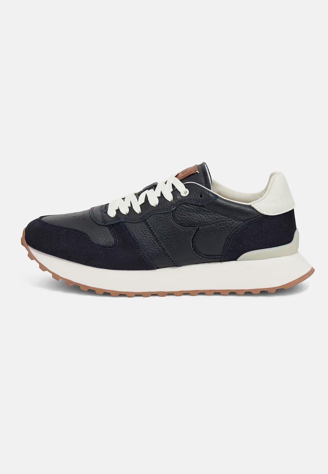 Tumbled Leather Trainers Navy, , large image number 2
