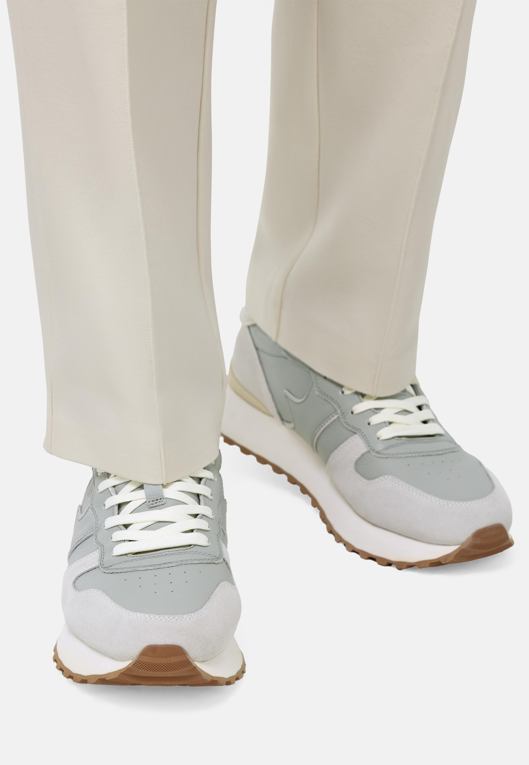 Tumbled Leather Trainers. Grey, Ice, medium