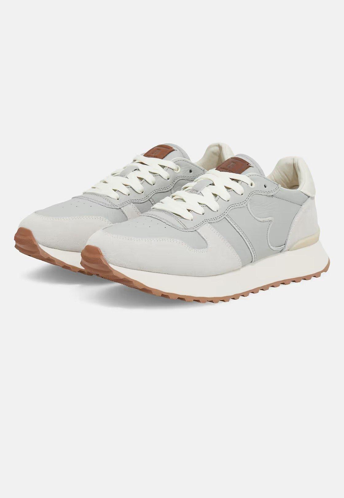 Tumbled Leather Trainers. Grey, Ice, large image number 4