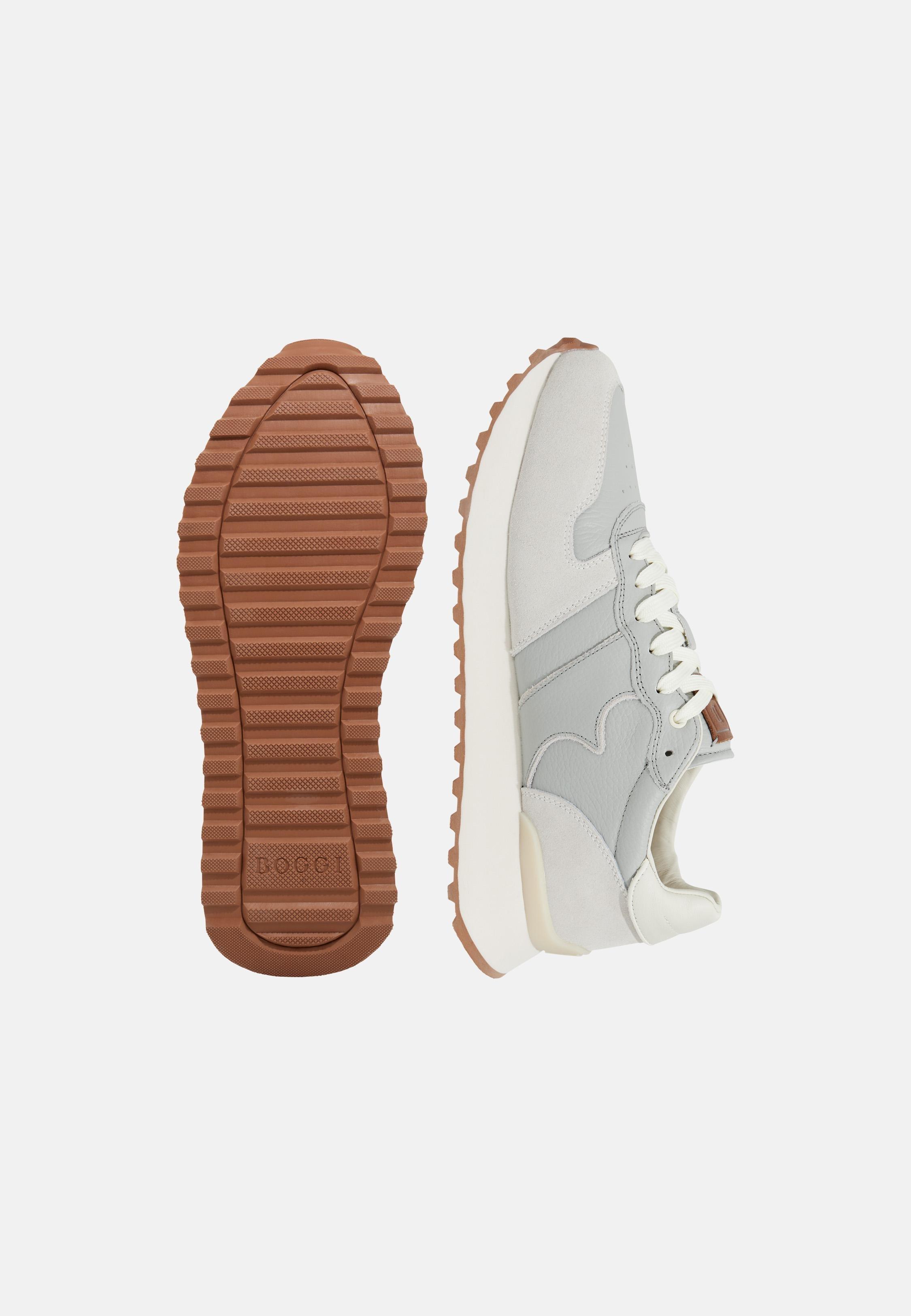 Tumbled Leather Trainers. Grey, Ice, large image number 5