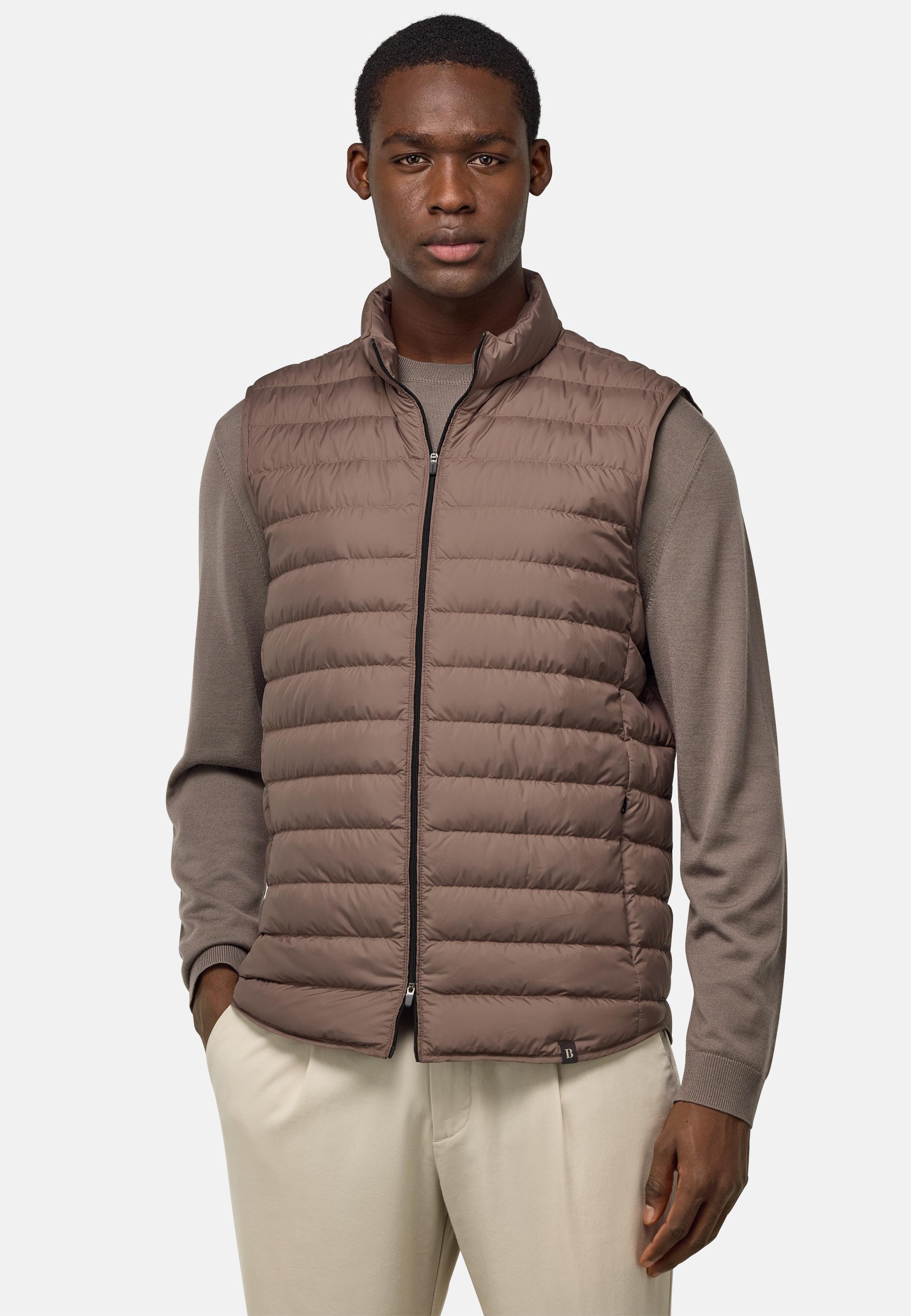 Gilet In Technical Fabric With Goose Down Brown, , large image number 1