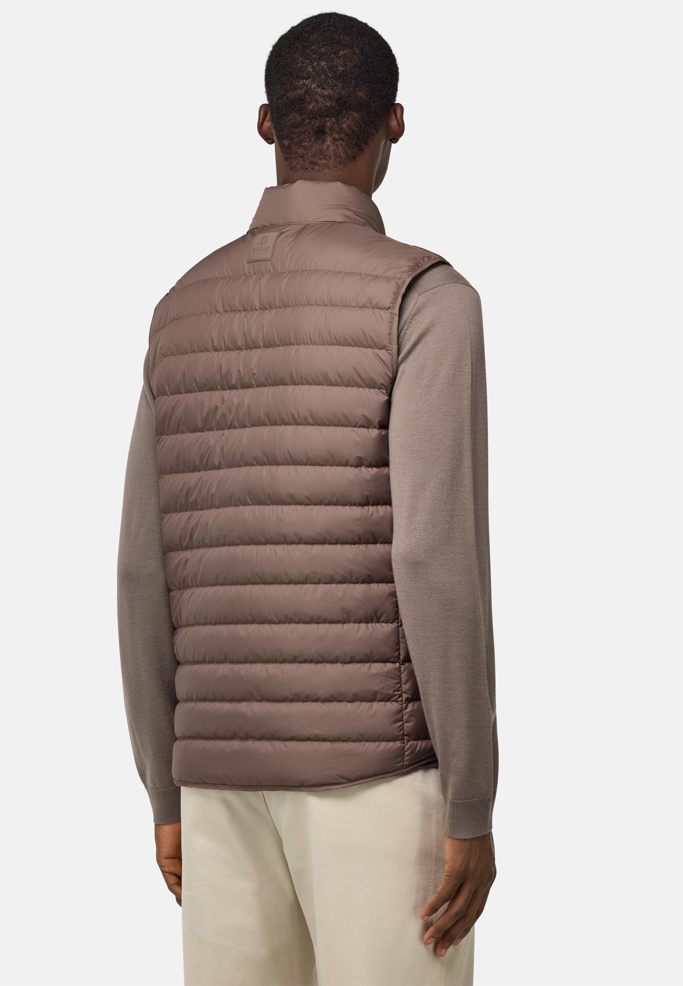 Gilet In Technical Fabric Brown, Taupe, large image number 3