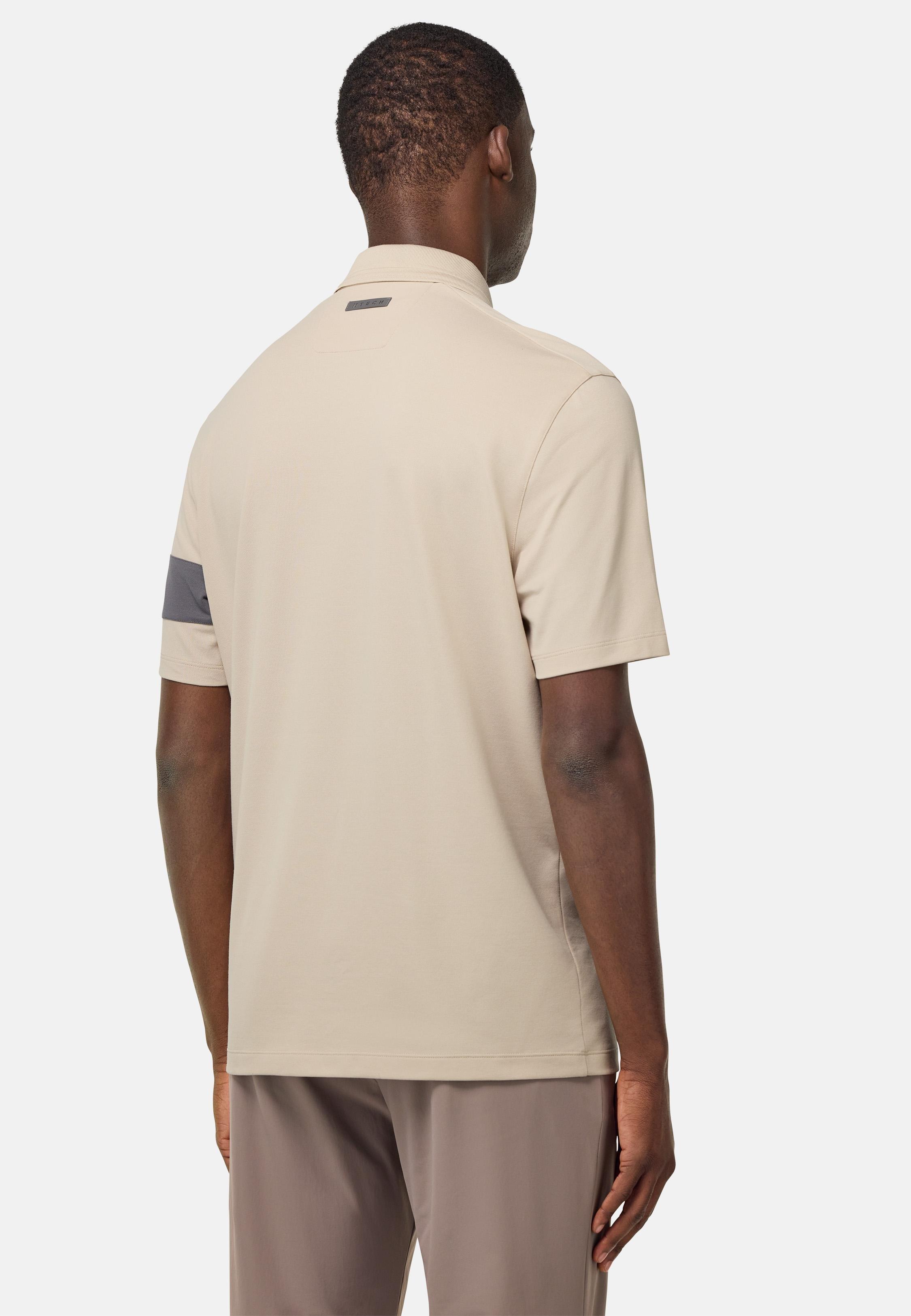 High-Performance Pique Polo Shirt Beige, Sand, large image number 3