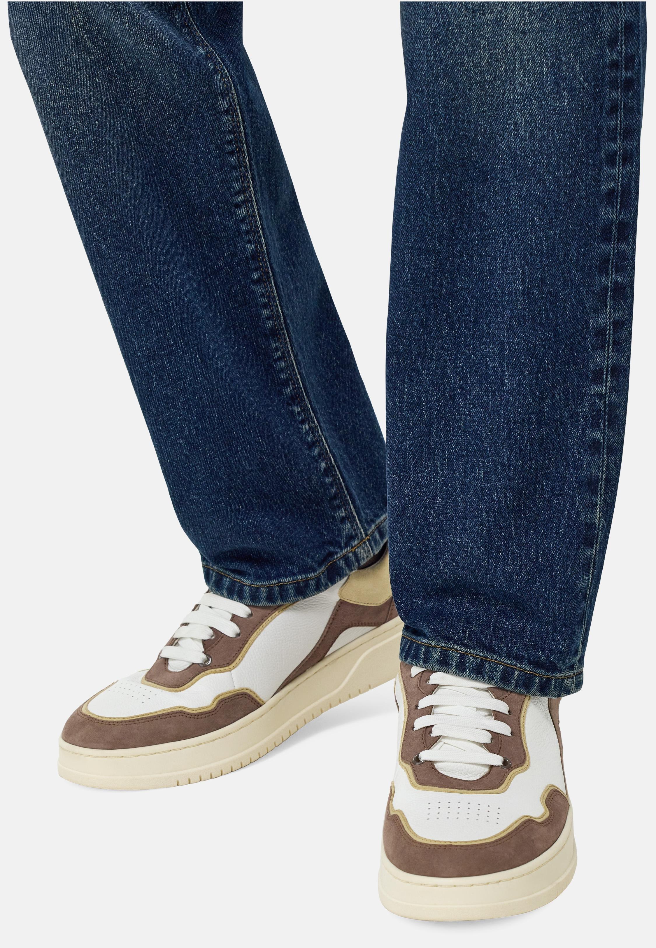 Leather Mix Trainers Brown, Taupe, medium