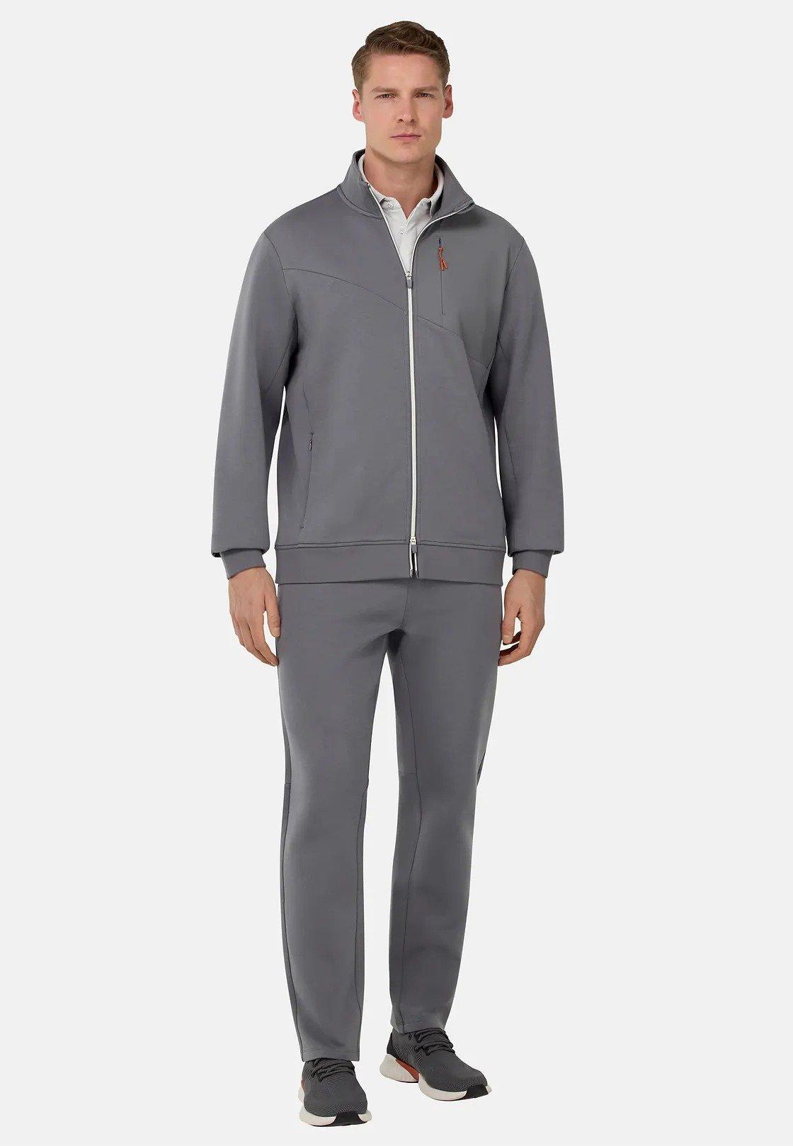 Full-Zip Hoodie In Lightweight Cotton Blend Scuba Grey, , large image number 0