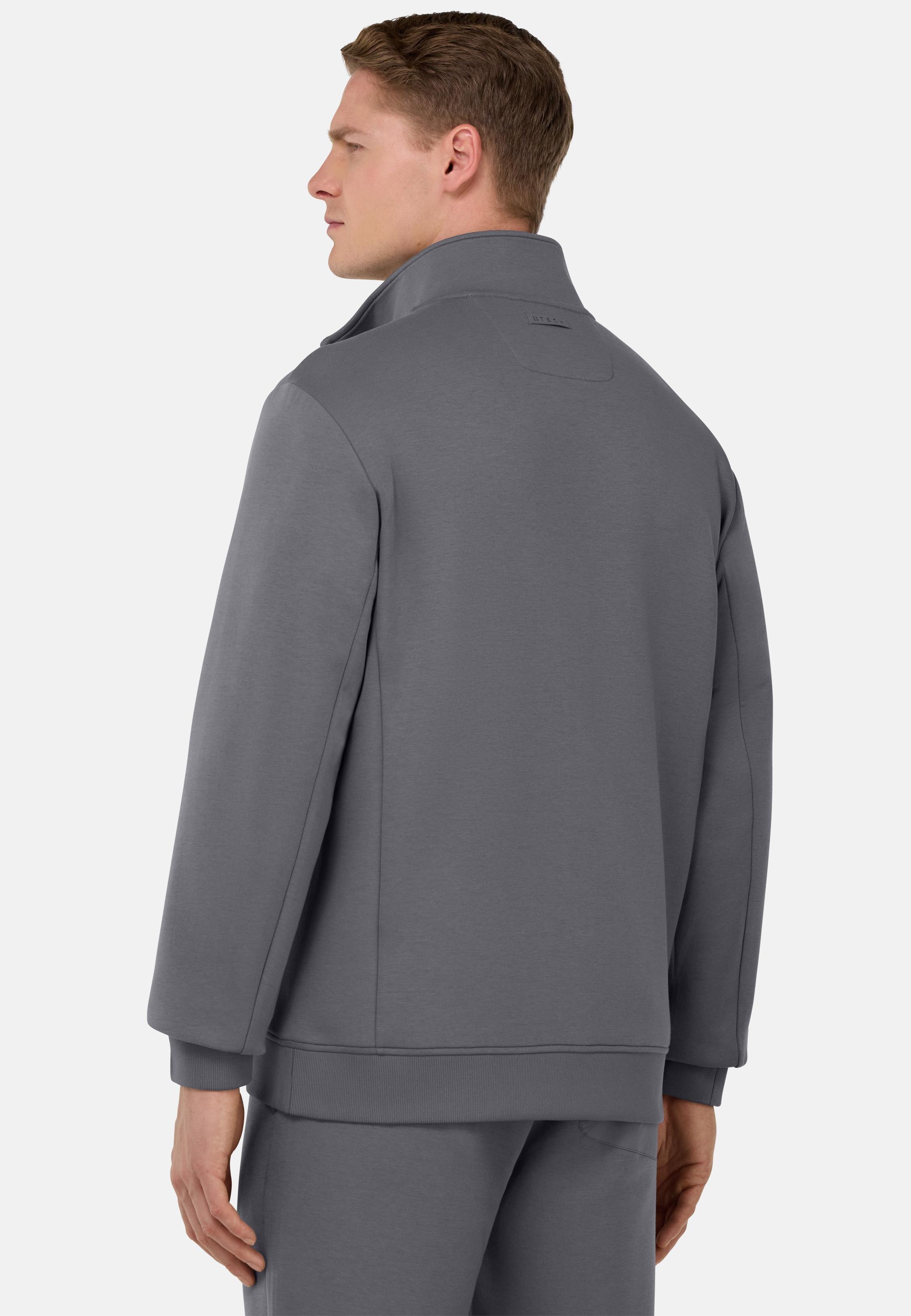 Full-Zip Hoodie In Lightweight Cotton Blend Scuba Grey, , large image number 3