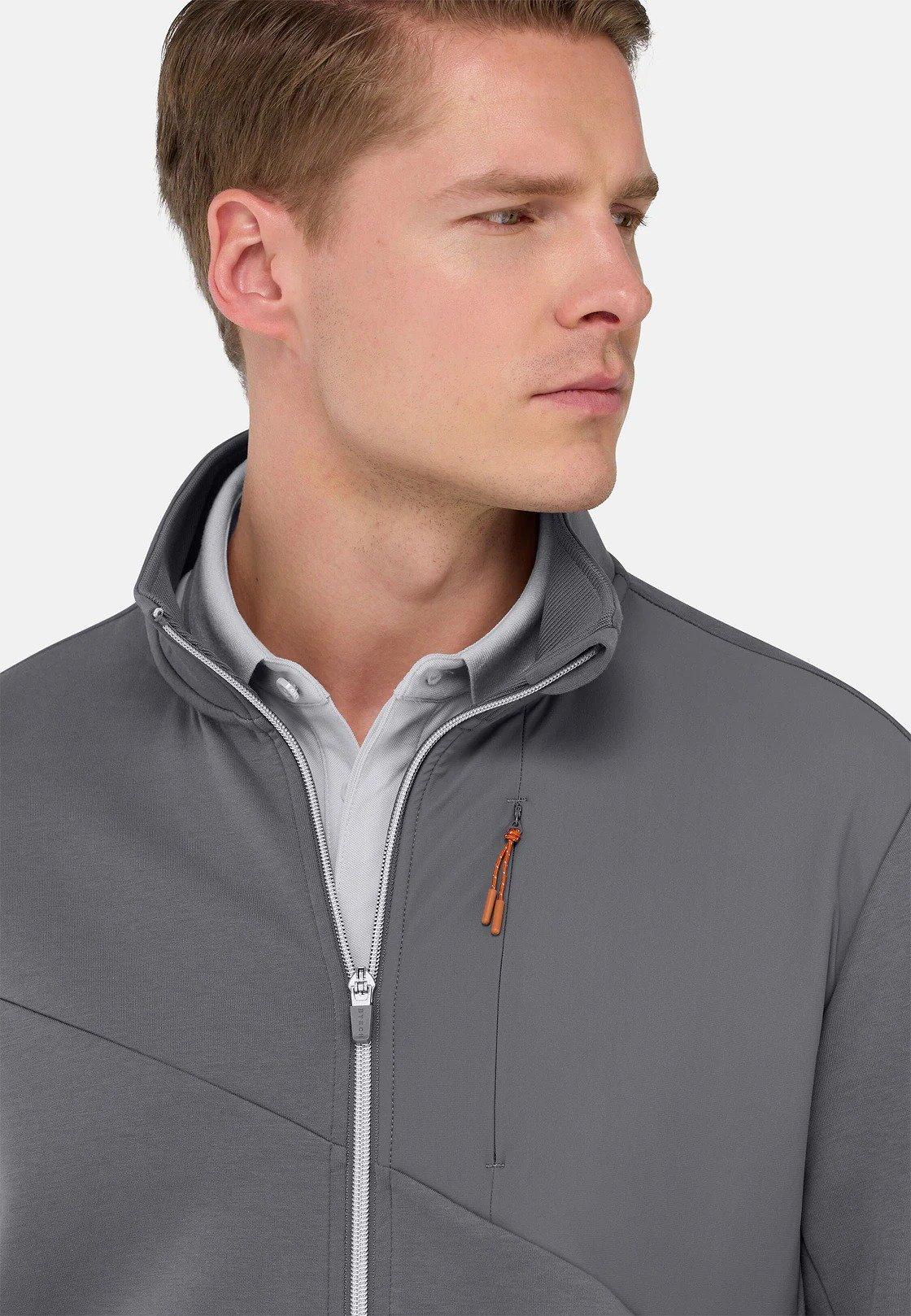 Full-Zip Hoodie In Lightweight Cotton Blend Scuba Grey, , large image number 4