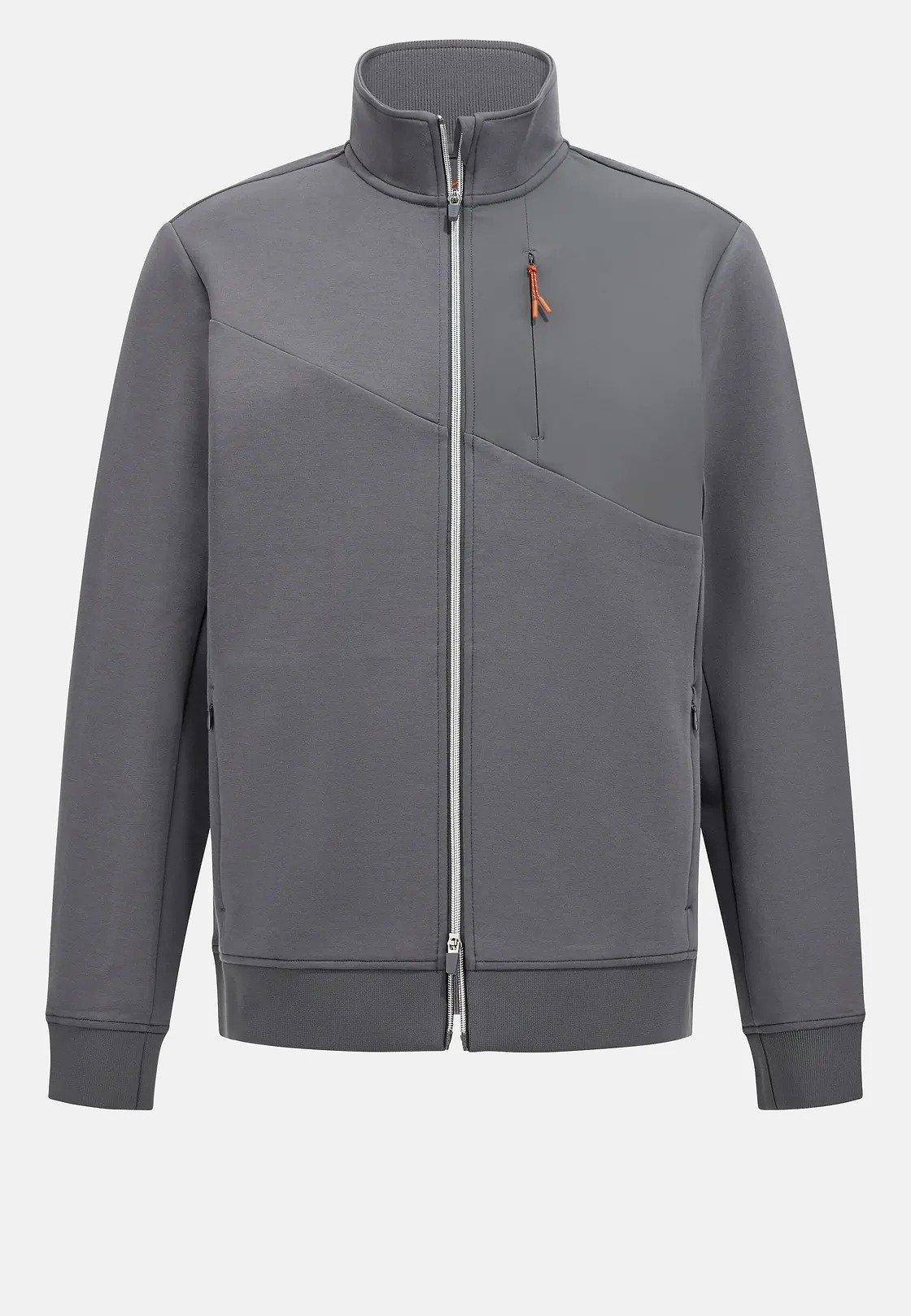 Full-Zip Hoodie In Lightweight Cotton Blend Scuba Grey, , large image number 6