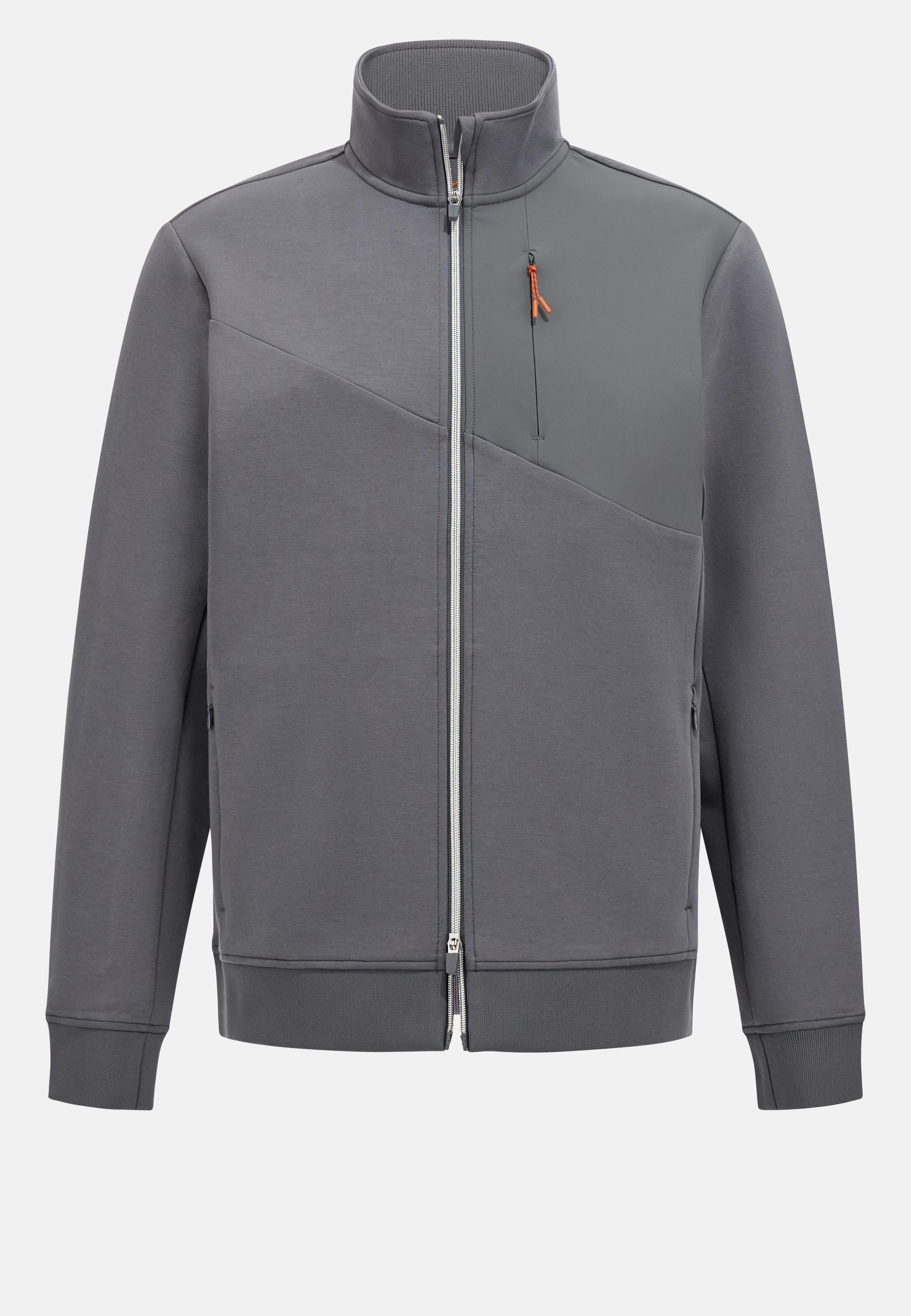 Full-Zip Hoodie In Lightweight Cotton Blend Scuba Grey, , large image number 7