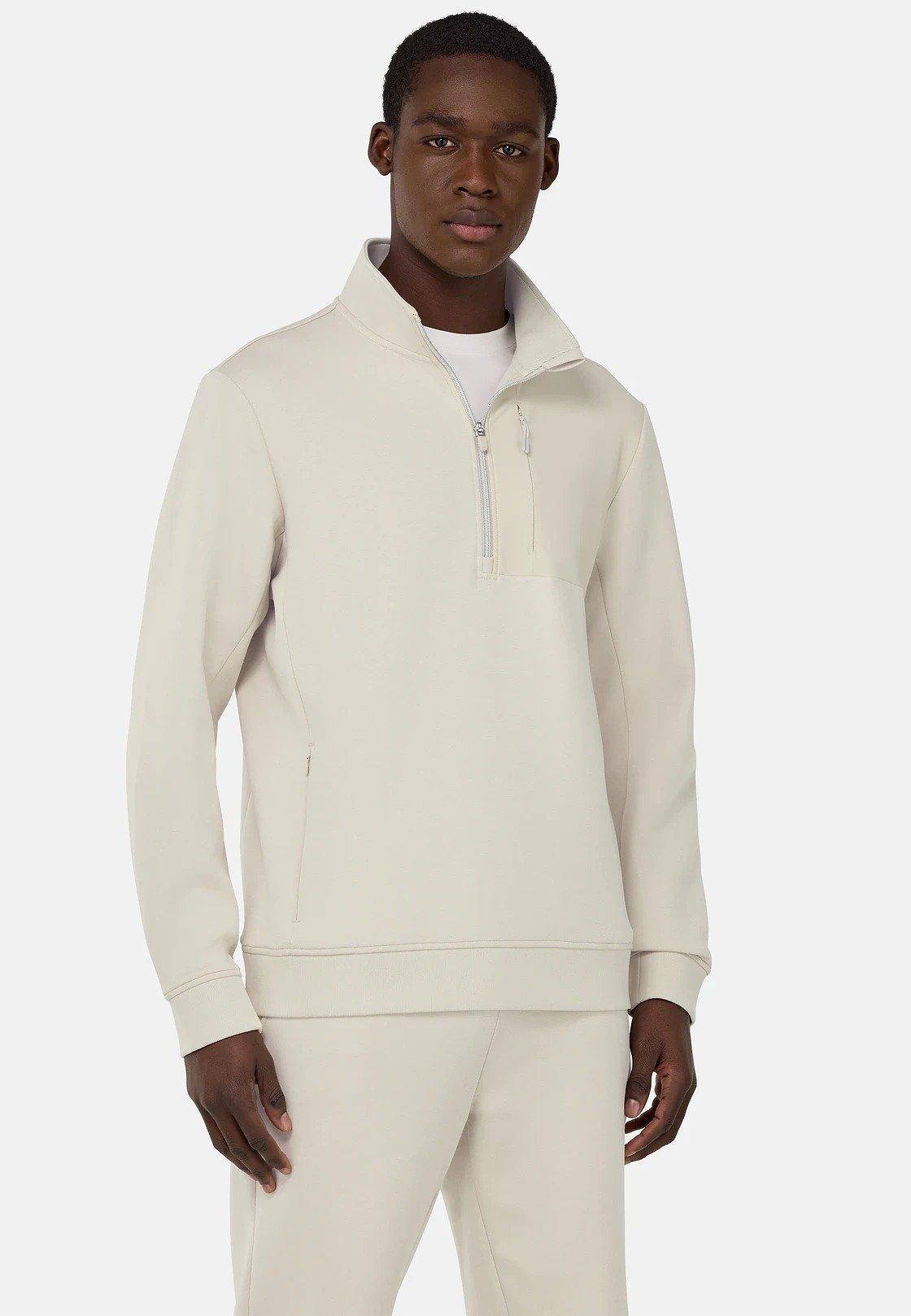 Cream Half-Zip Hoodie, , large image number 1