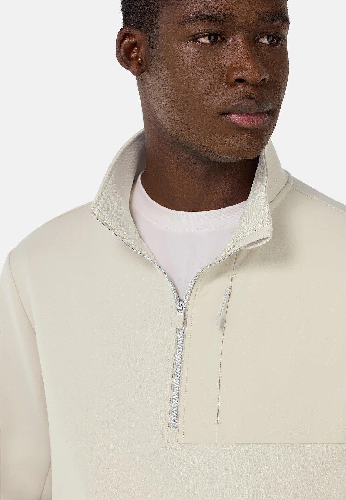 Cream Half-Zip Hoodie, , large image number 3