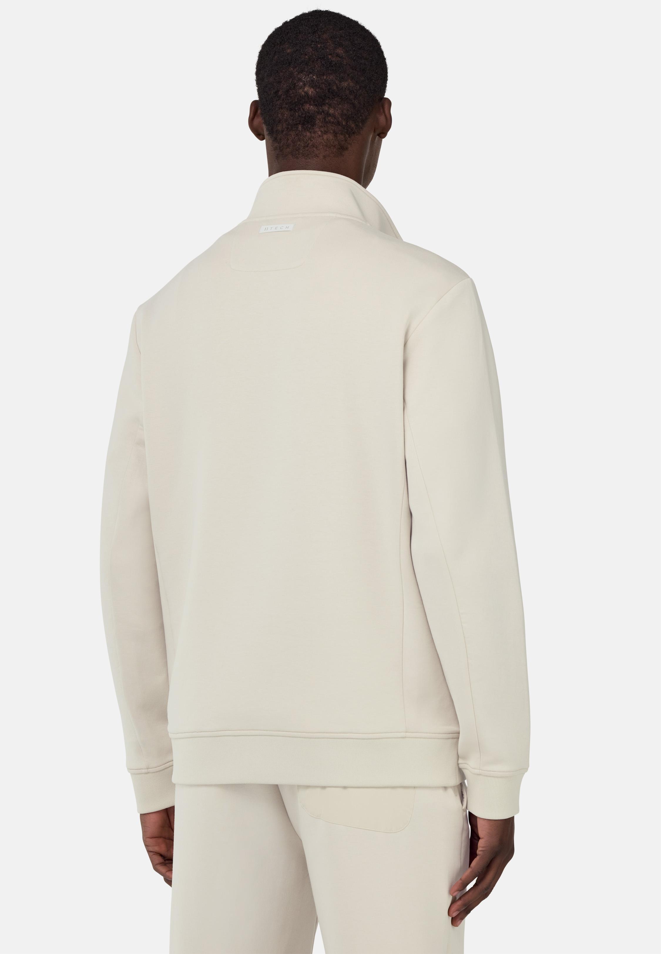 Cream Solid Casual Hoodie, , large image number 3