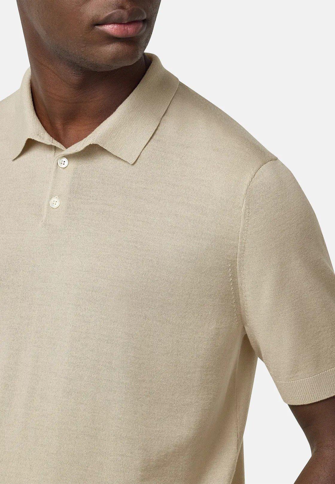 Beige Knitted Merino Wool Polo Shirt, , large image number 3