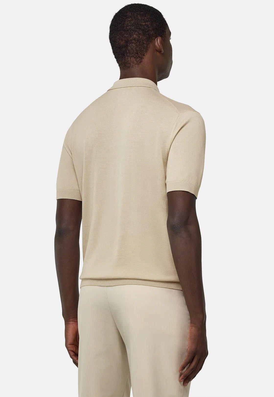 Knitted Merino Wool Polo Shirt Beige, , large image number 4