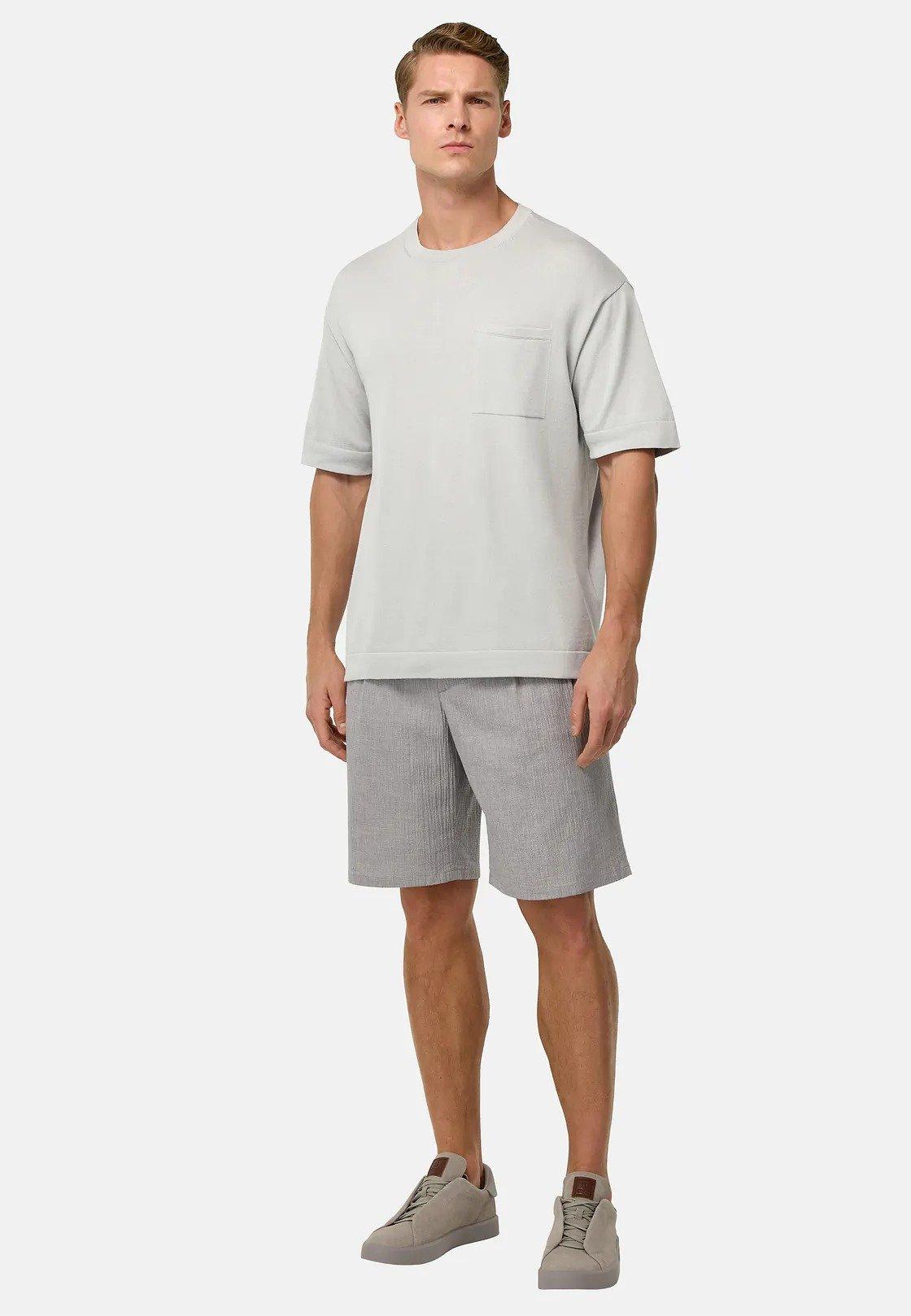 Pima Cotton Knitted T-Shirt White, Ice, medium