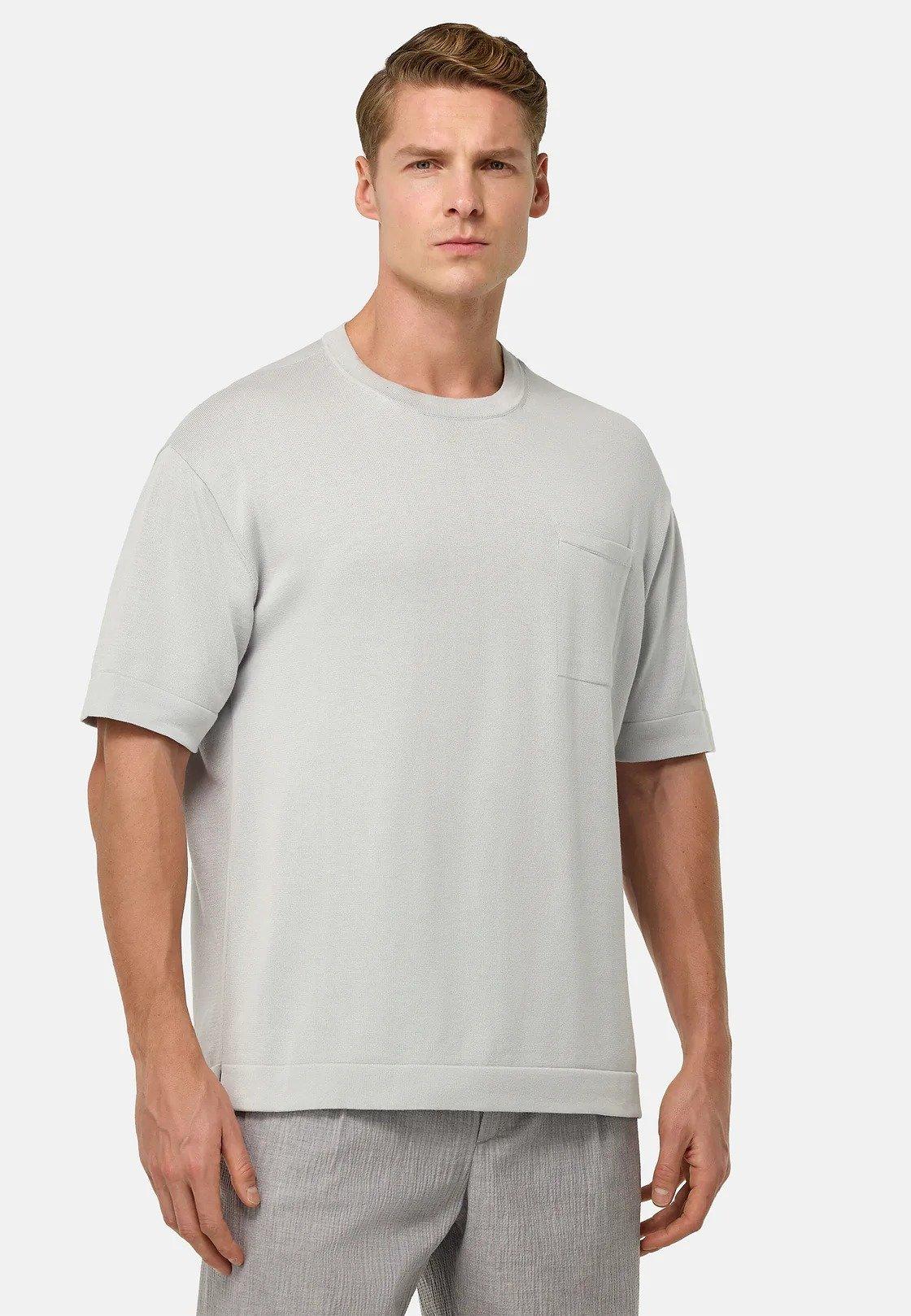 Pima Cotton Knitted T-Shirt White, Ice, medium