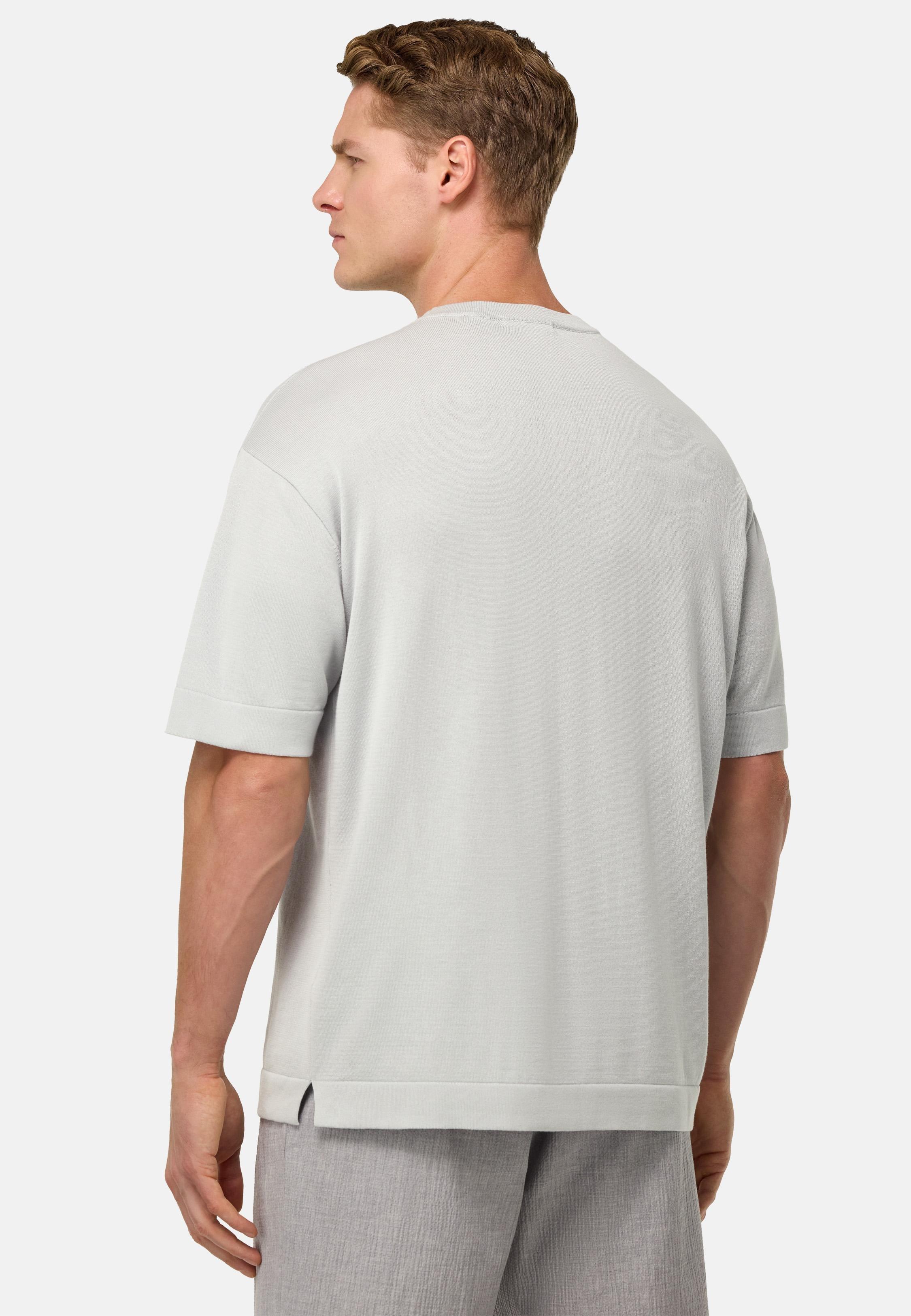 Pima Cotton Knitted T-Shirt White, , large image number 3