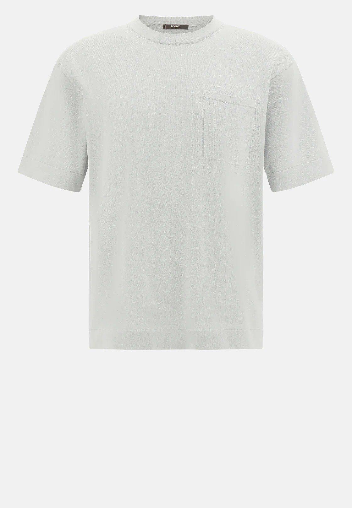 Pima Cotton Knitted T-Shirt White, Ice, large image number 7