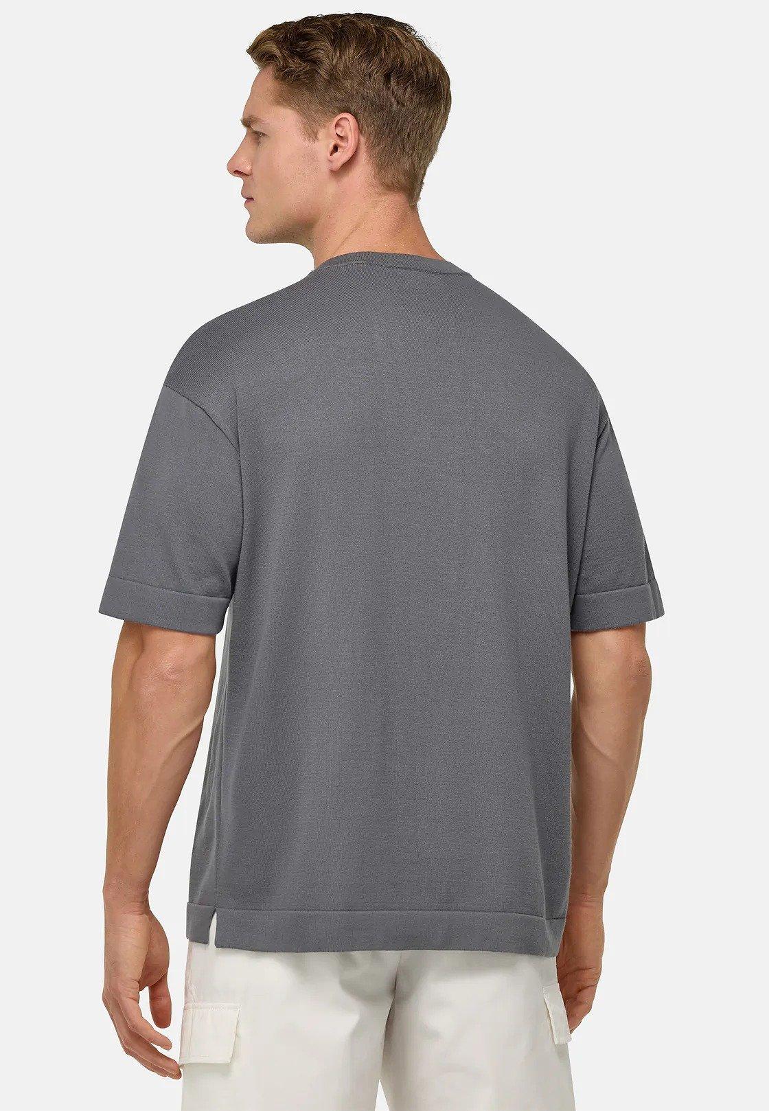 Pima Cotton Knitted T-Shirt Grey, Charcoal, large image number 4