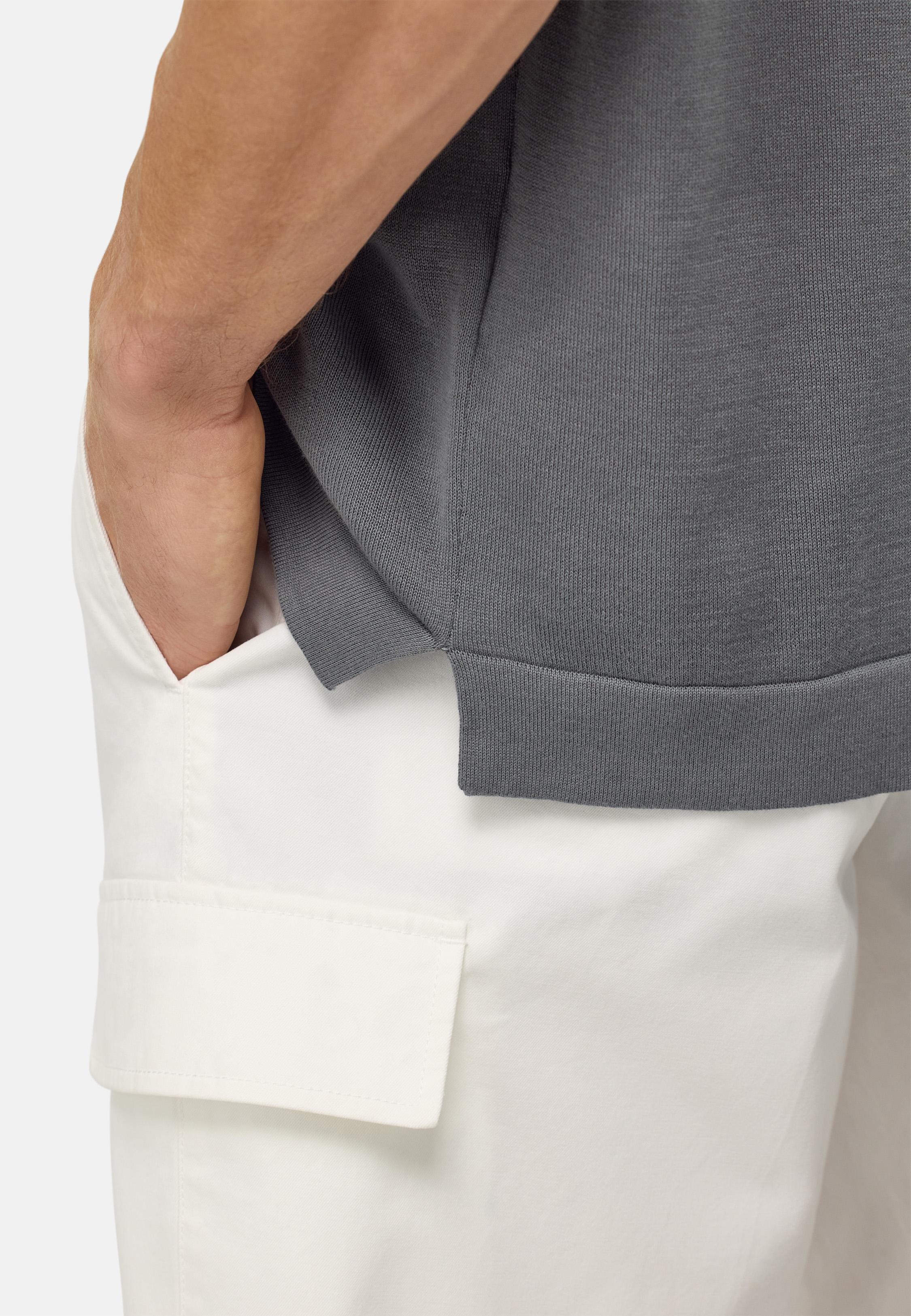 Pima Cotton Knitted T-Shirt Grey, Charcoal, large image number 5