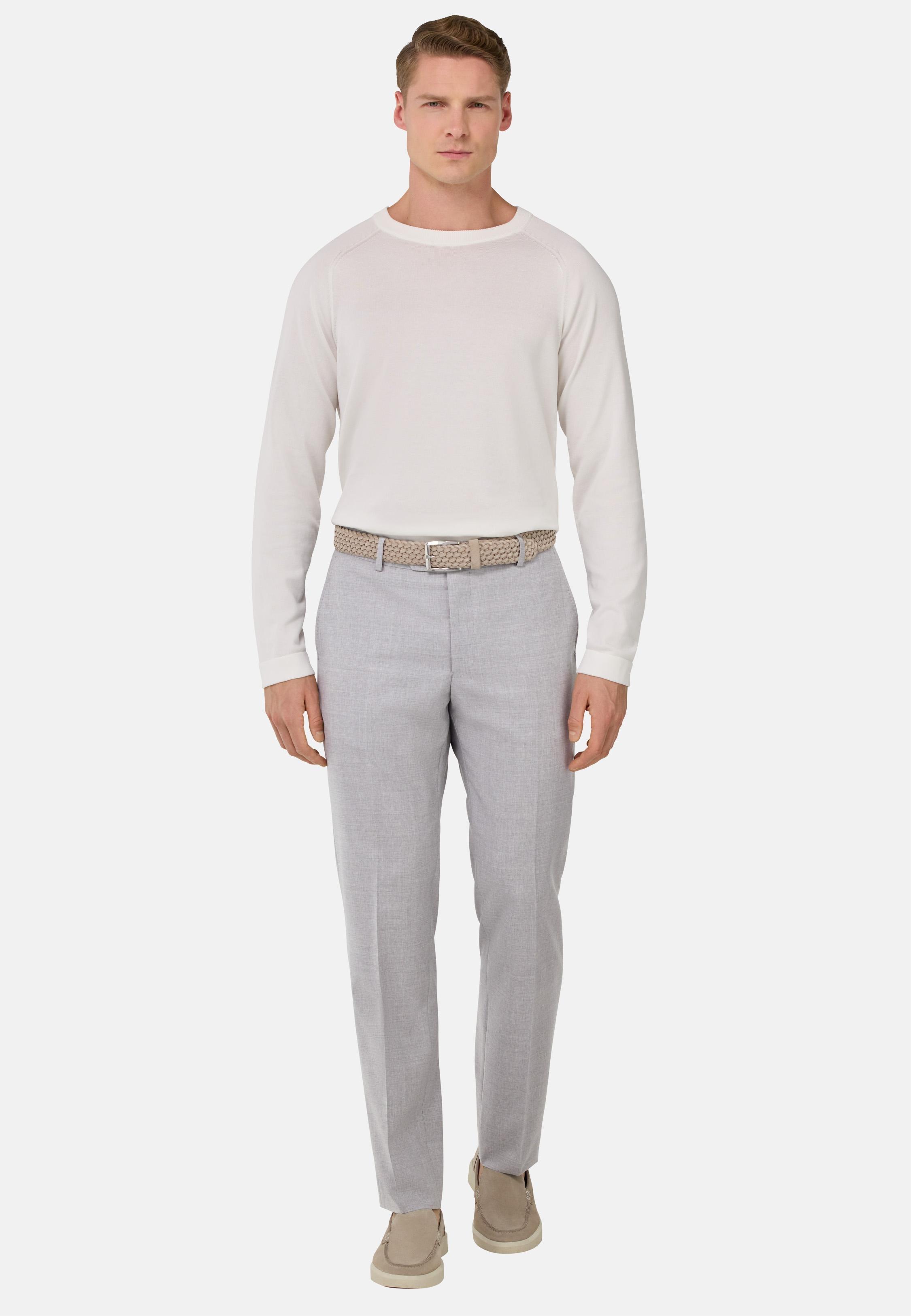 Grey B Aria Pure Wool Trousers, Light grey, medium