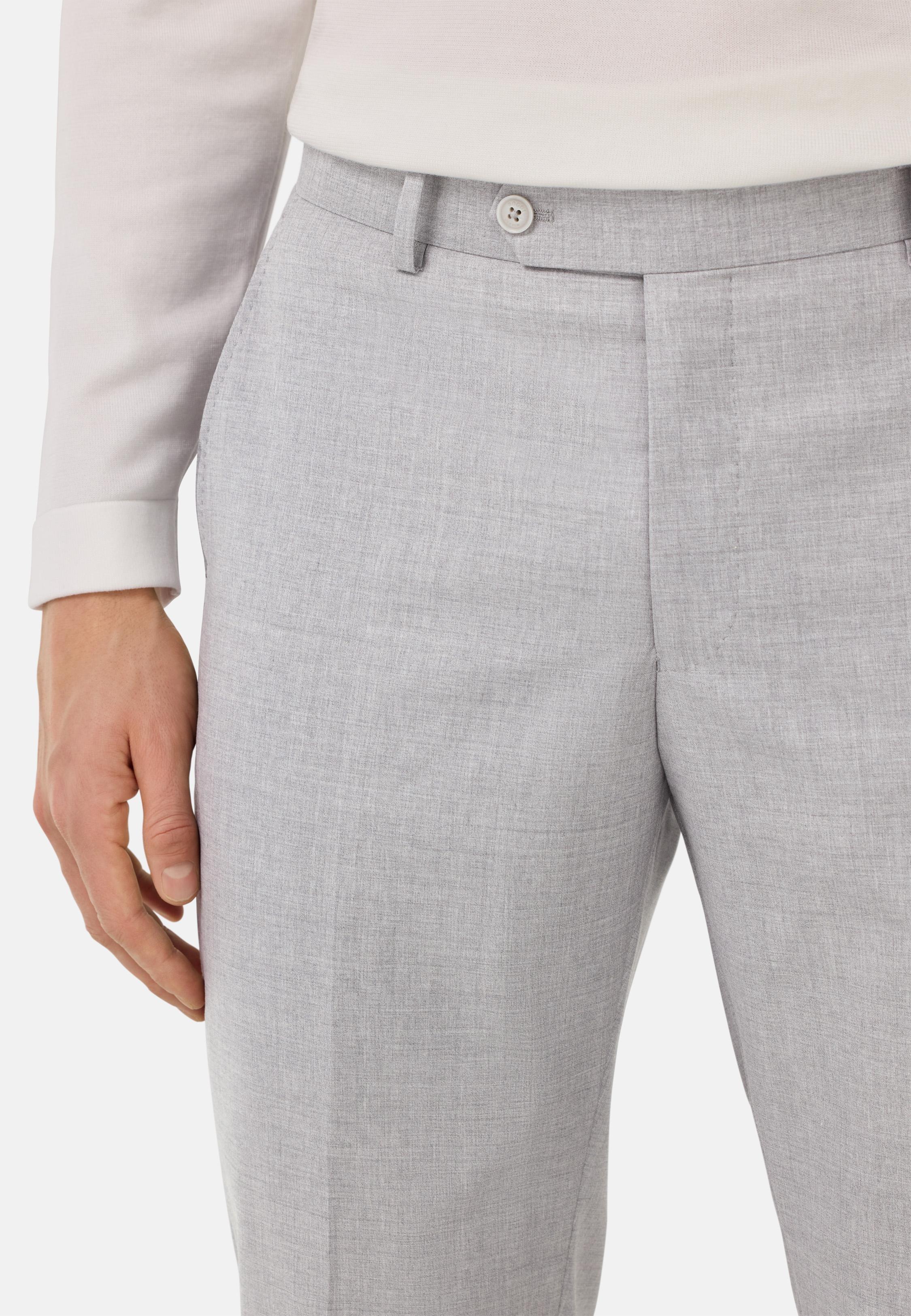 Grey B Aria Pure Wool Trousers, Light grey, large image number 3