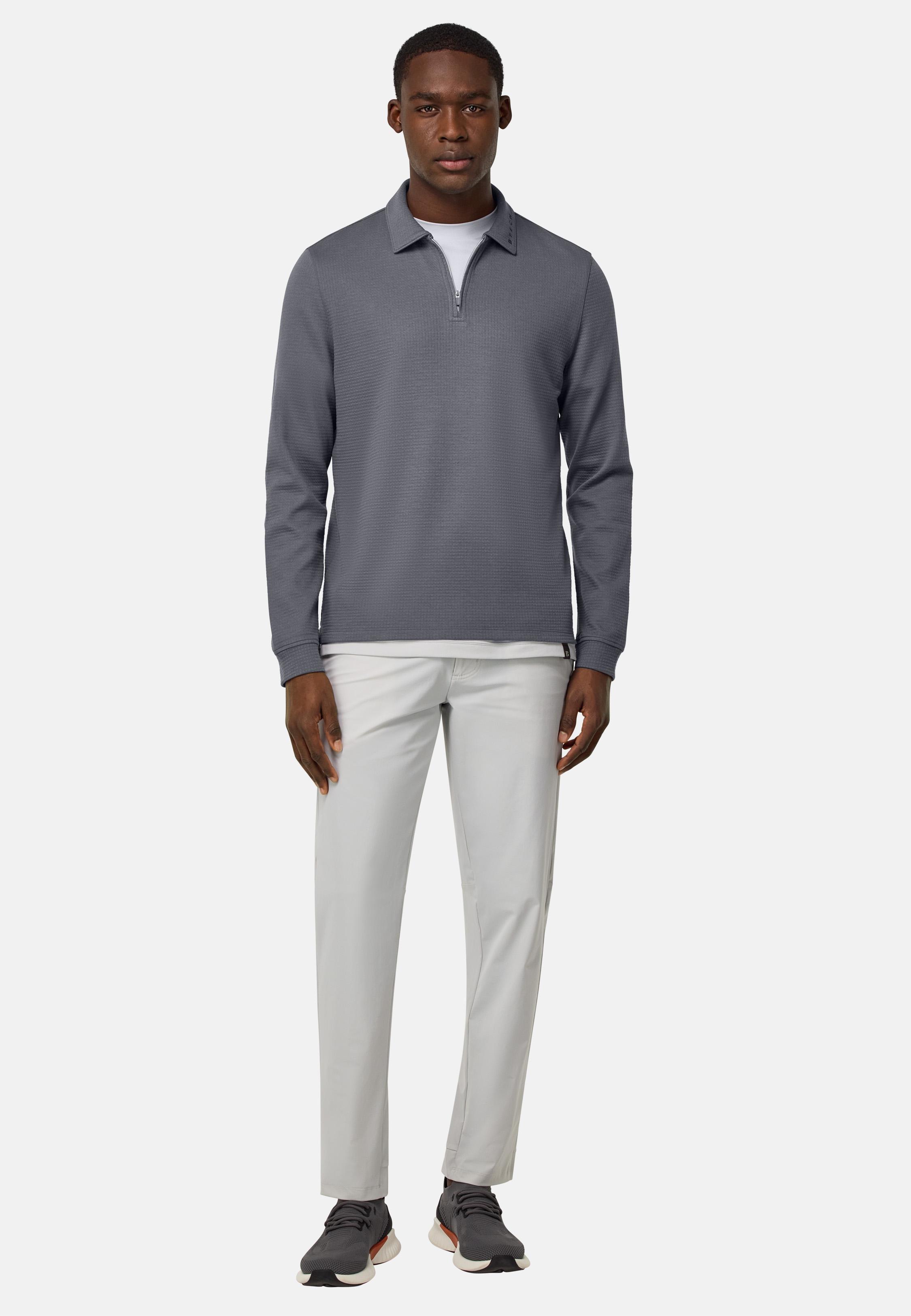 Grey Half-Zip Sweatshirt In A Cotton Blend, Charcoal, medium