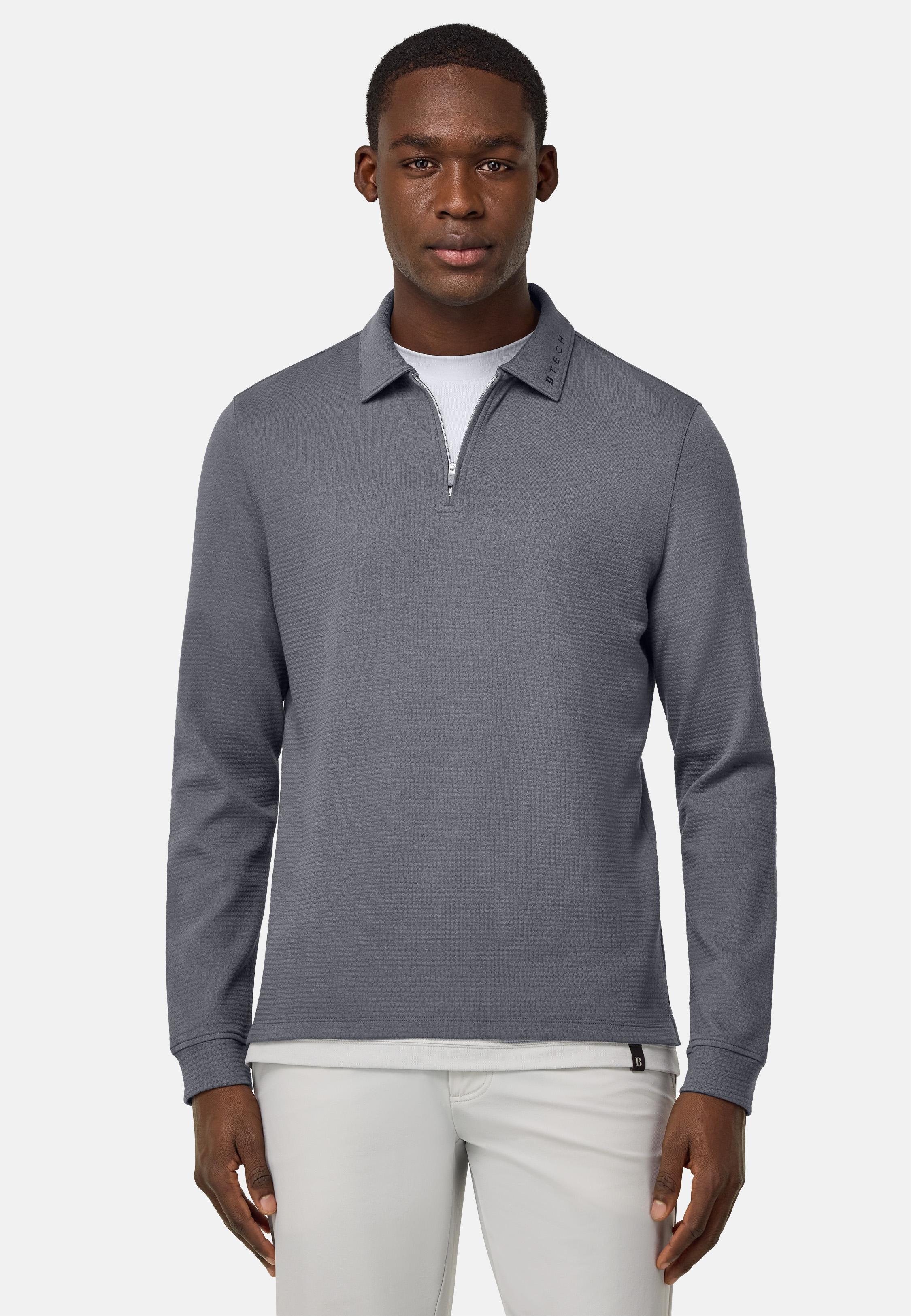 Grey Half-Zip Sweatshirt In A Cotton Blend, Charcoal, medium