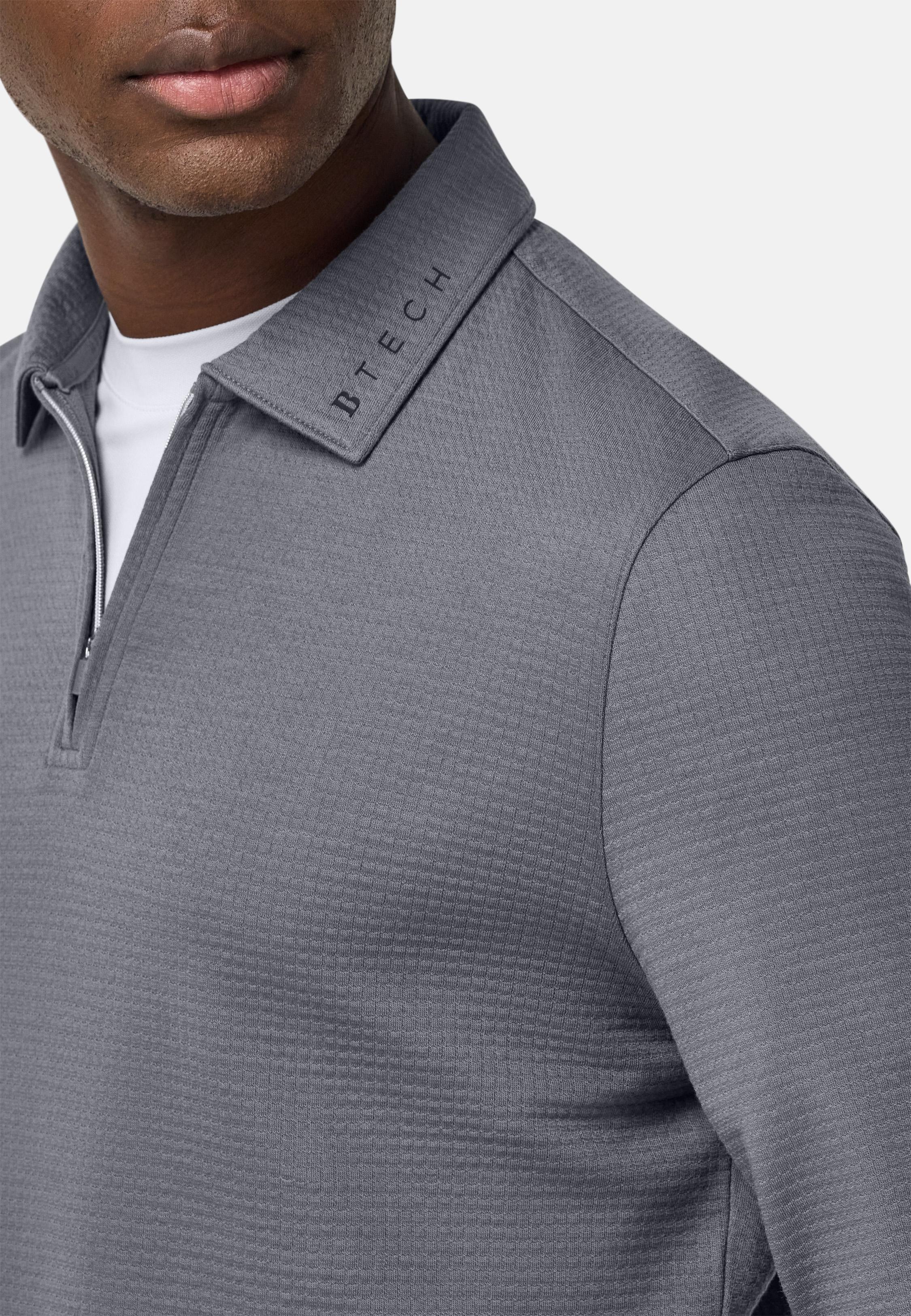 Half-Zip Sweatshirt In A Cotton Blend Grey, , large image number 3