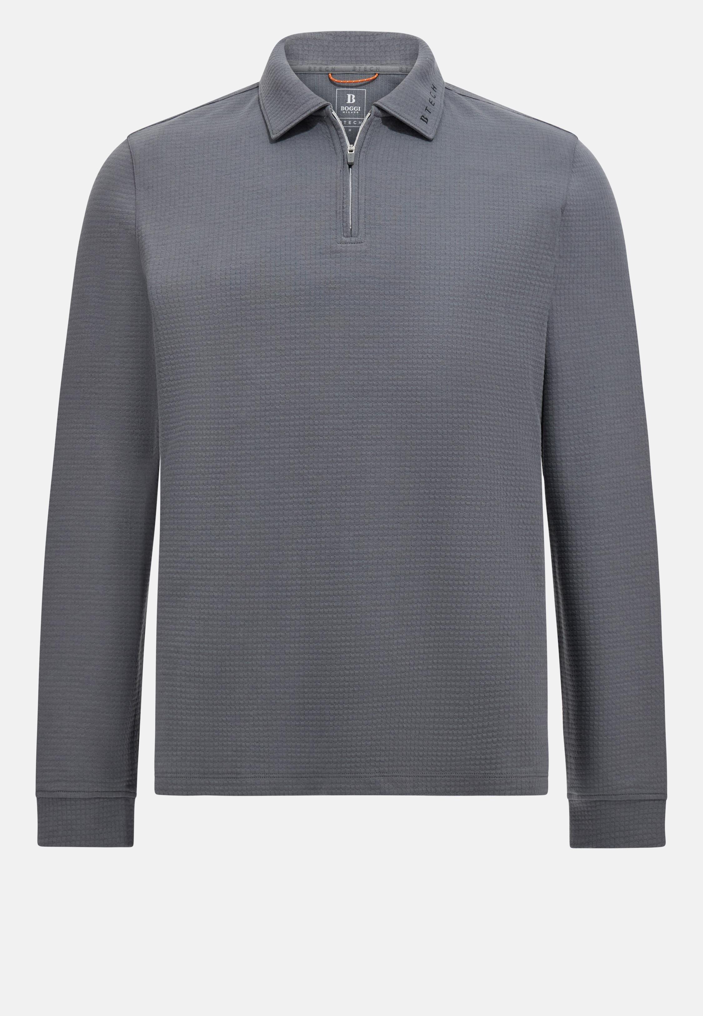 Grey Half-Zip Sweatshirt In A Cotton Blend, Charcoal, large image number 4