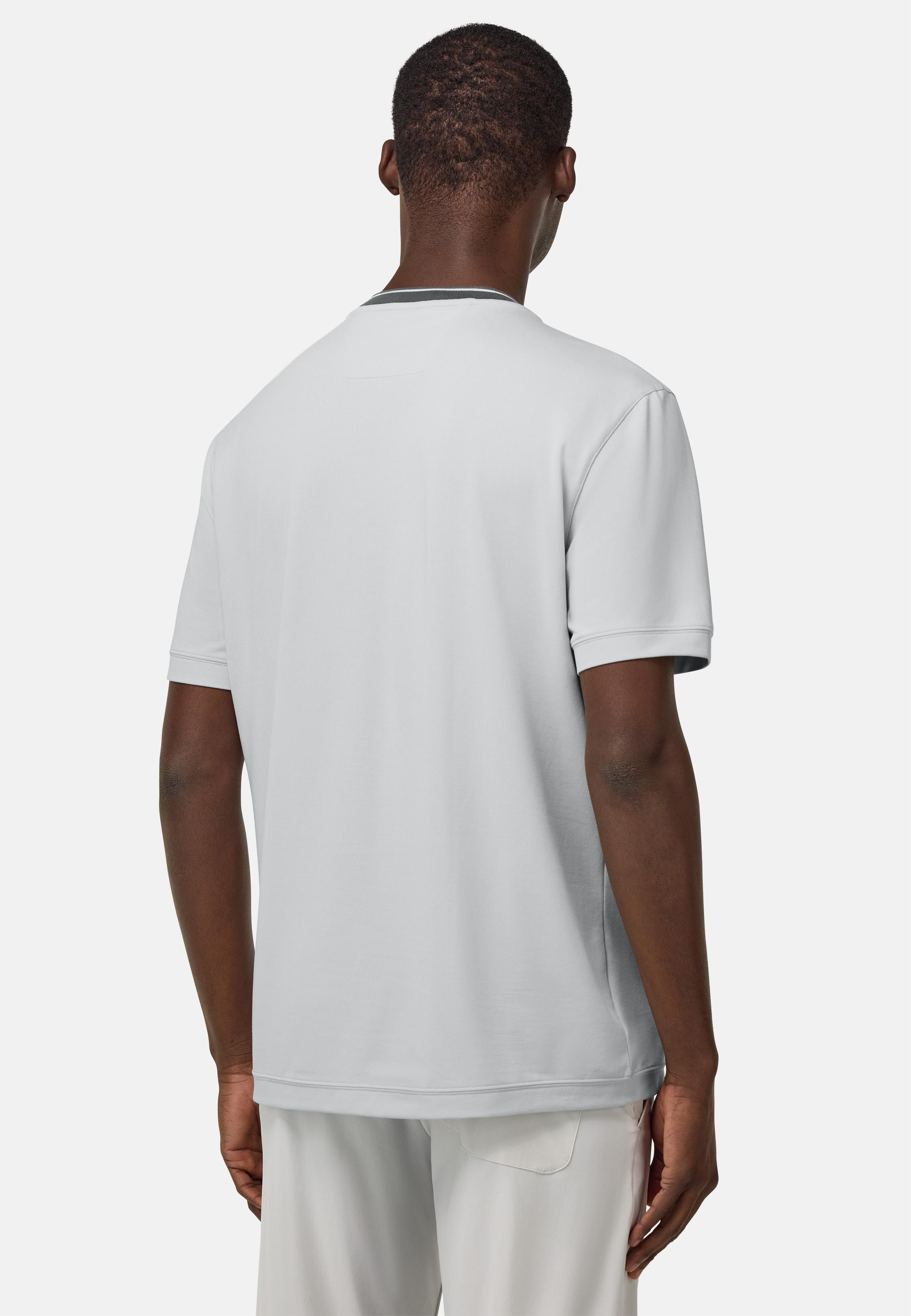 White High-Performance Pique T-Shirt, Ice, medium