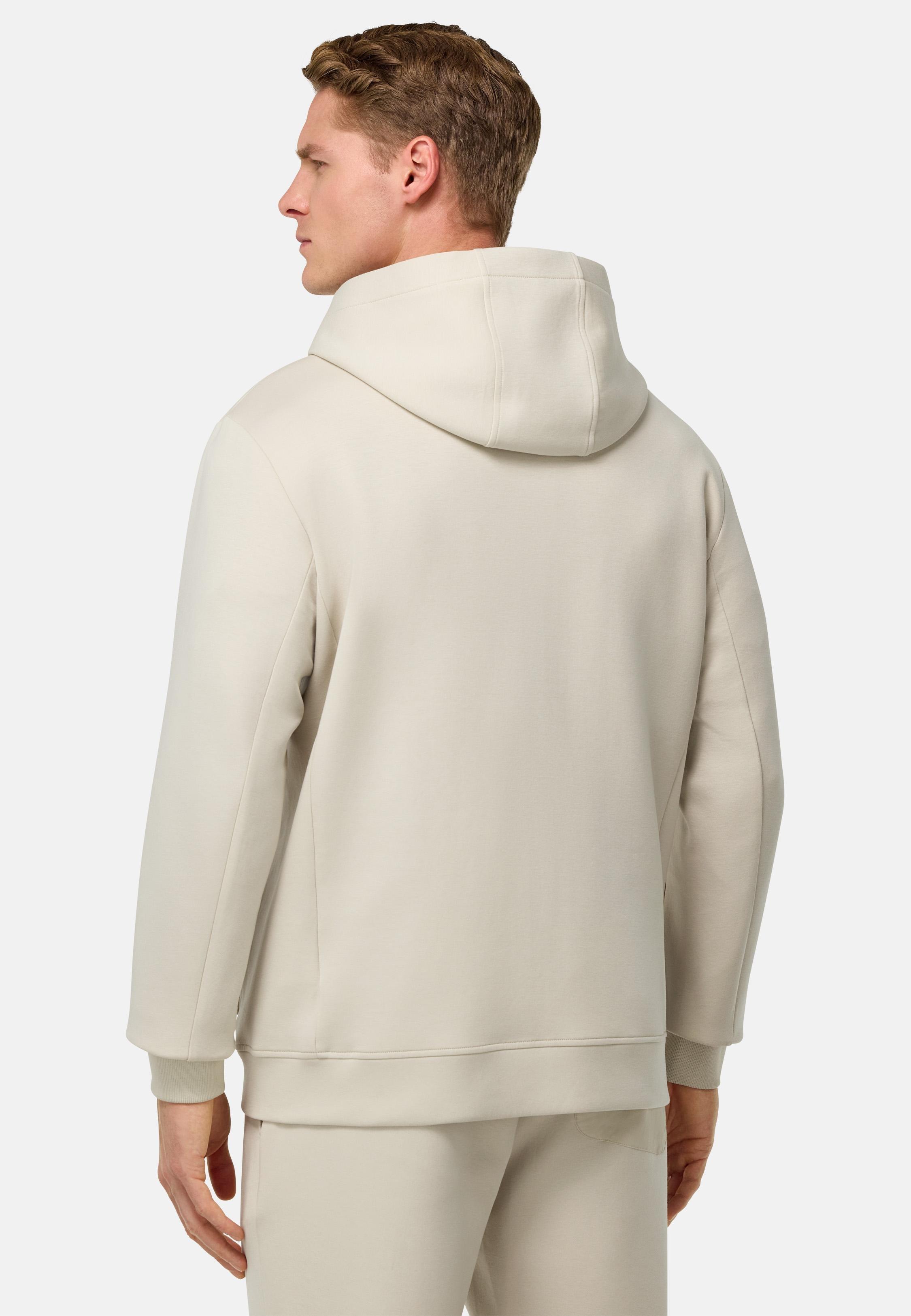 Full-Zip Hoodie In Cotton Blend Scuba Beige, , large image number 1