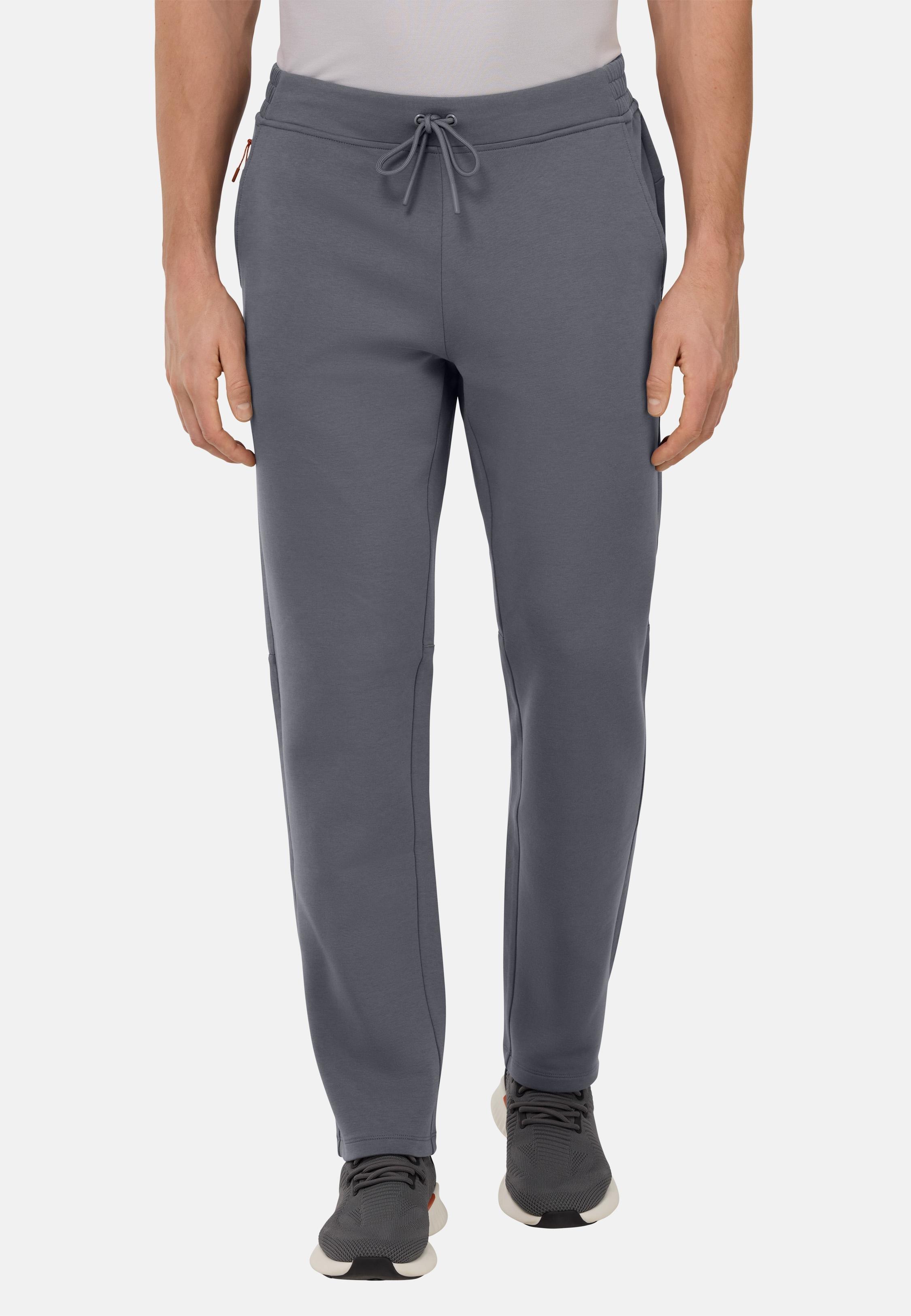 Grey Scuba Cotton Blend Trousers, , large image number 1