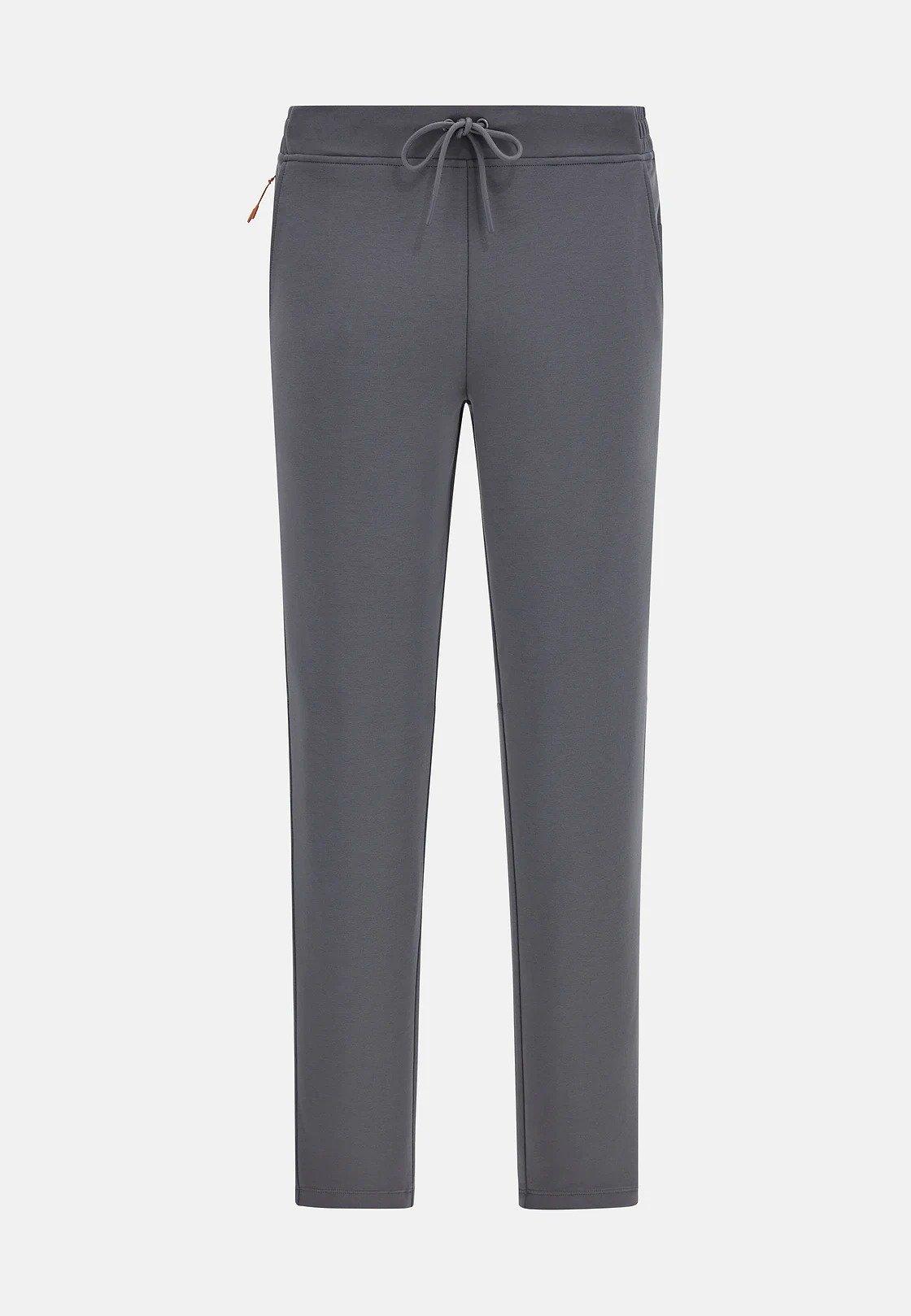 Grey Scuba Cotton Blend Trousers, , large image number 4