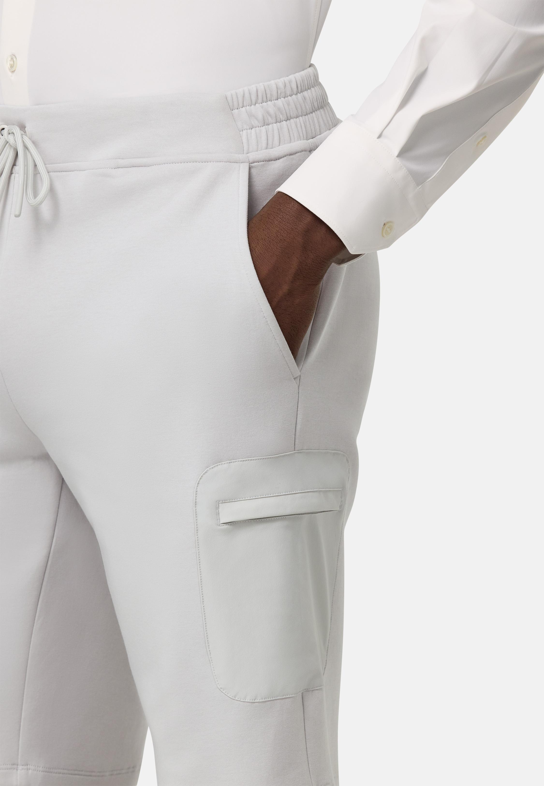 Bermuda Shorts In Lightweight Cotton Blend Scuba White, , large image number 7