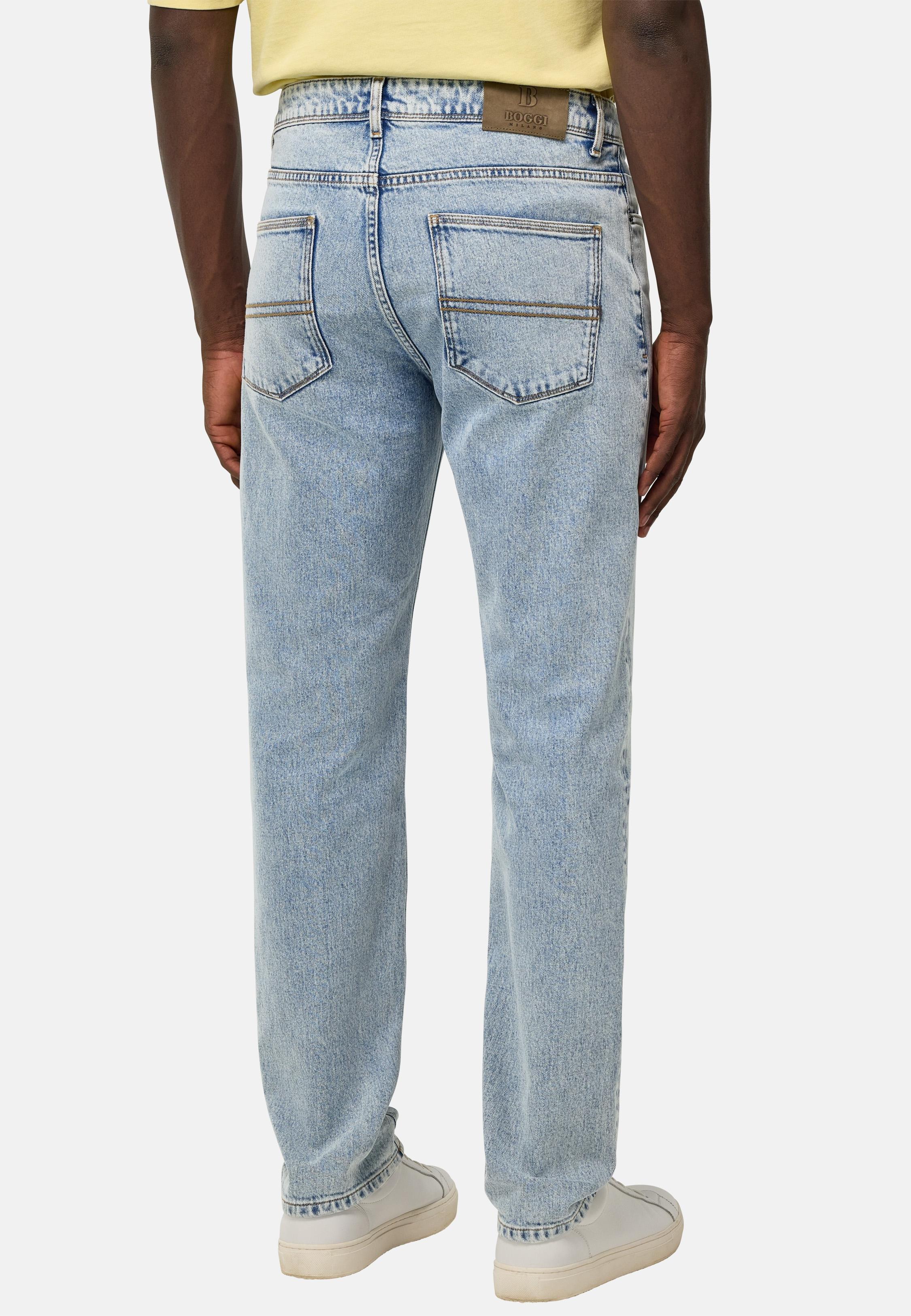Blue Plain Light Wash Denim Jeans, , large image number 5