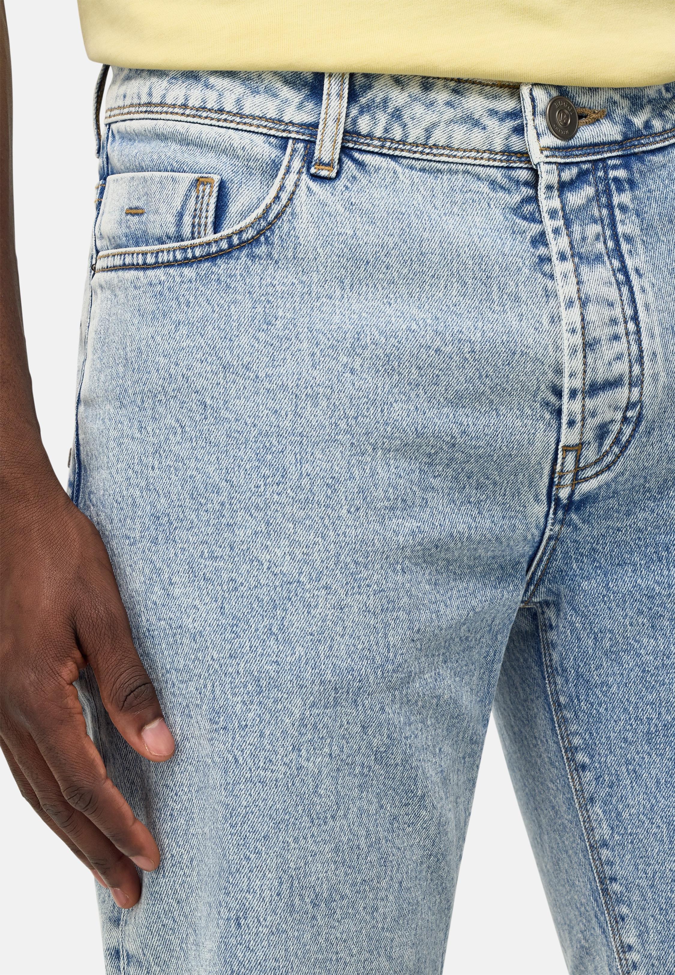 Blue Plain Light Wash Denim Jeans, , large image number 7