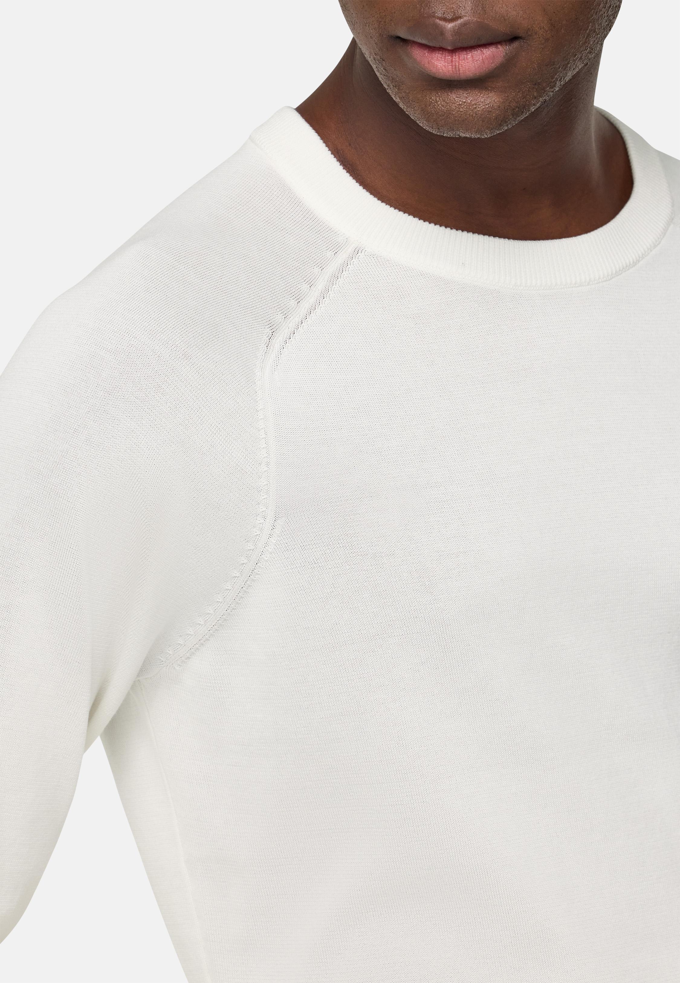 Cotton And Silk Crew Neck Jumper White, , large image number 5