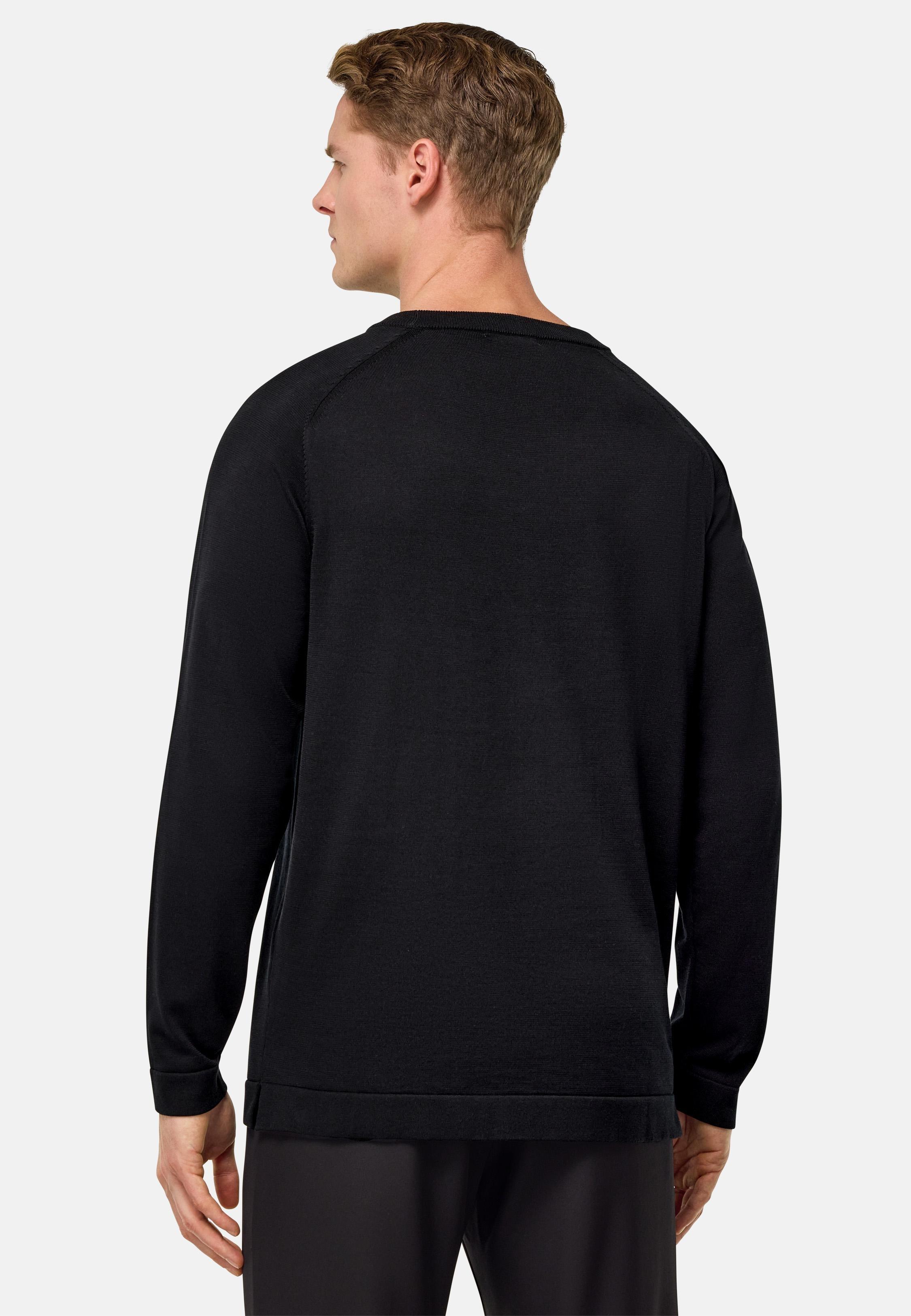 Cotton And Silk Crew Neck Jumper Black, Black, large image number 3