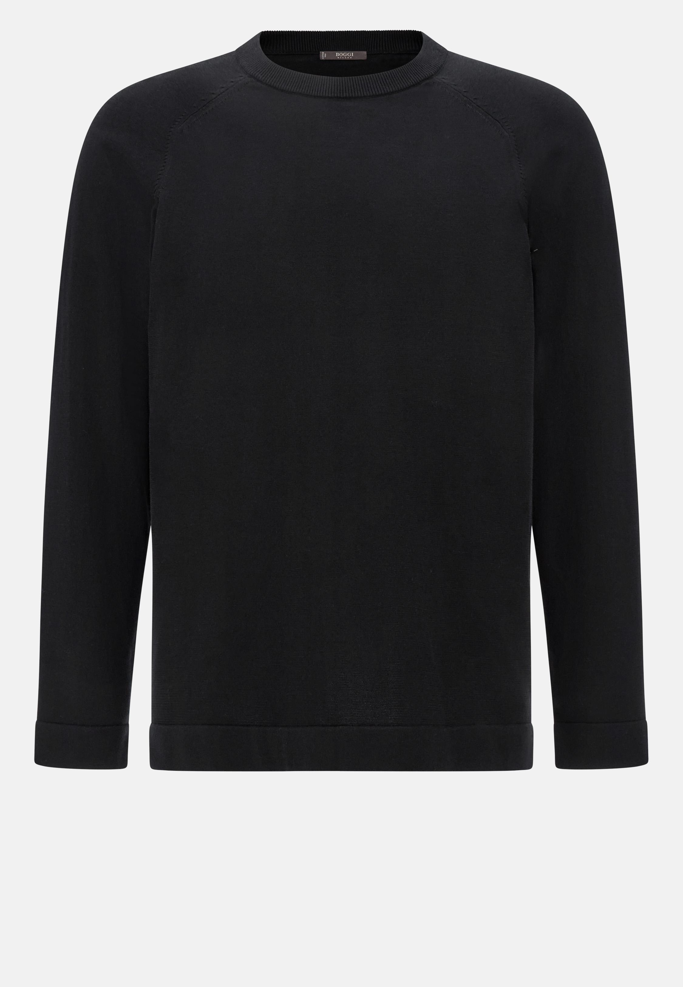 Cotton And Silk Crew Neck Jumper Black, Black, large image number 6