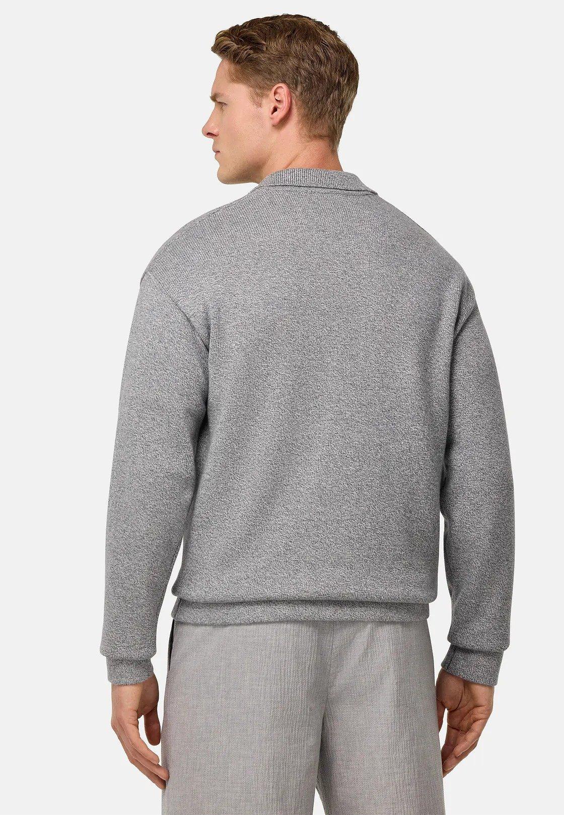 Grey Plain Knit Polo Shirt, , large image number 2