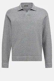 Cotton And Silk Knitted Polo Shirt Grey, Grey, large image number 6
