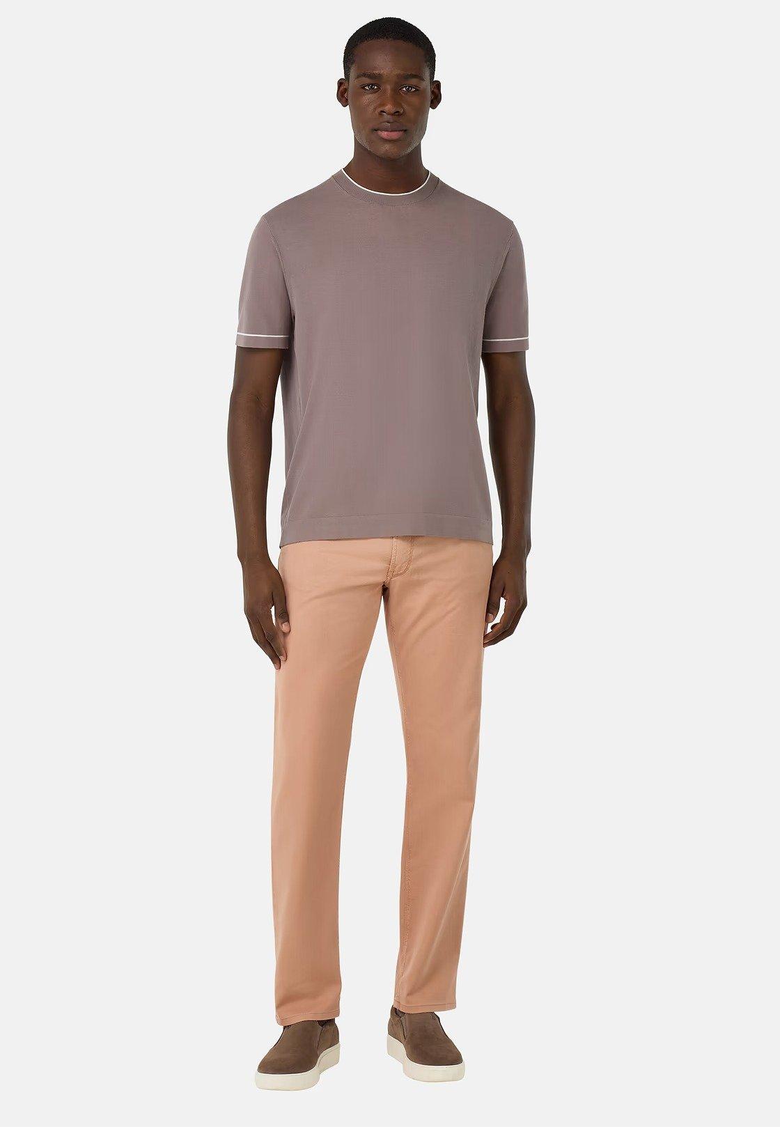 Cotton Crepe Knit T-Shirt Brown, , large image number 0